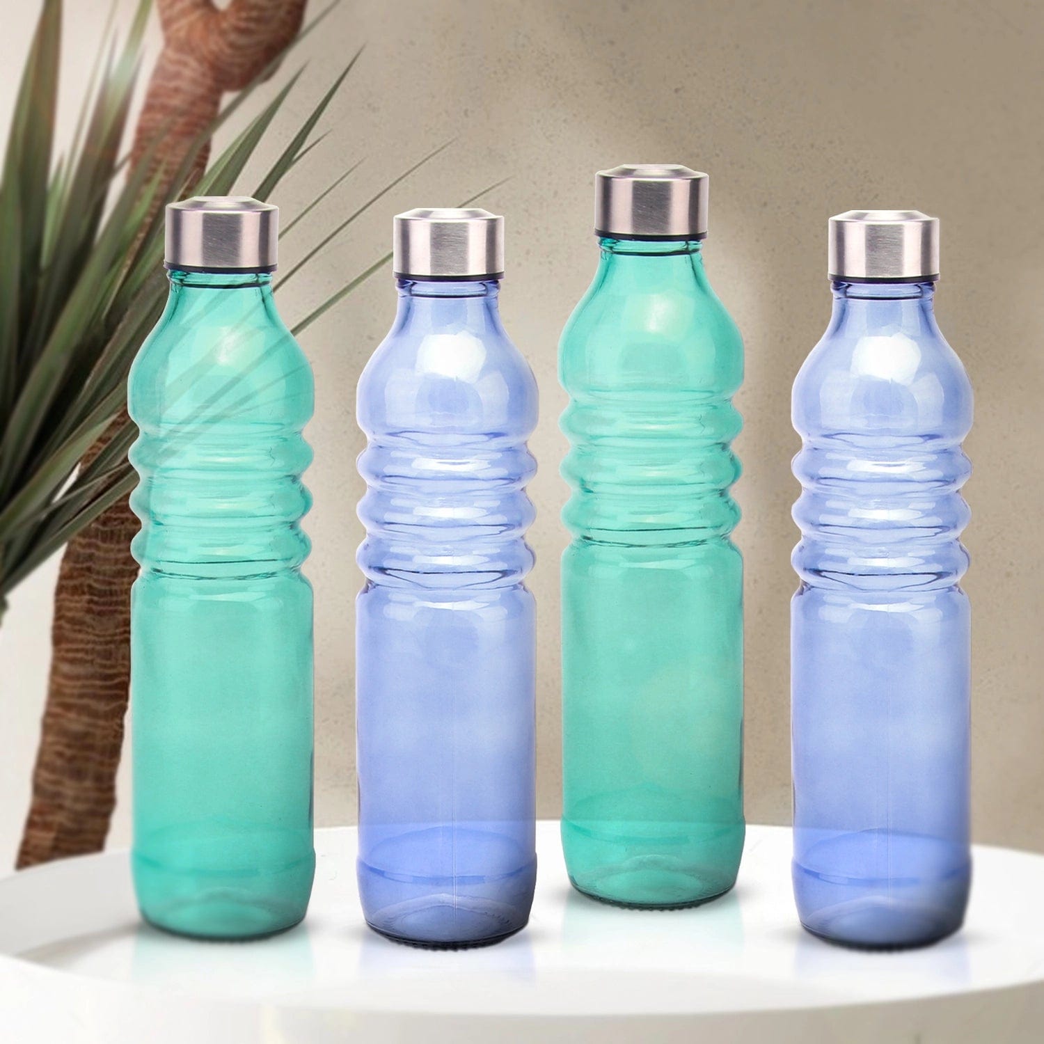 Red Butler Bottles Coloured Glass Bottle 750ml | 4pcs Set | Green & Blue QGBT75A3 Redbutler