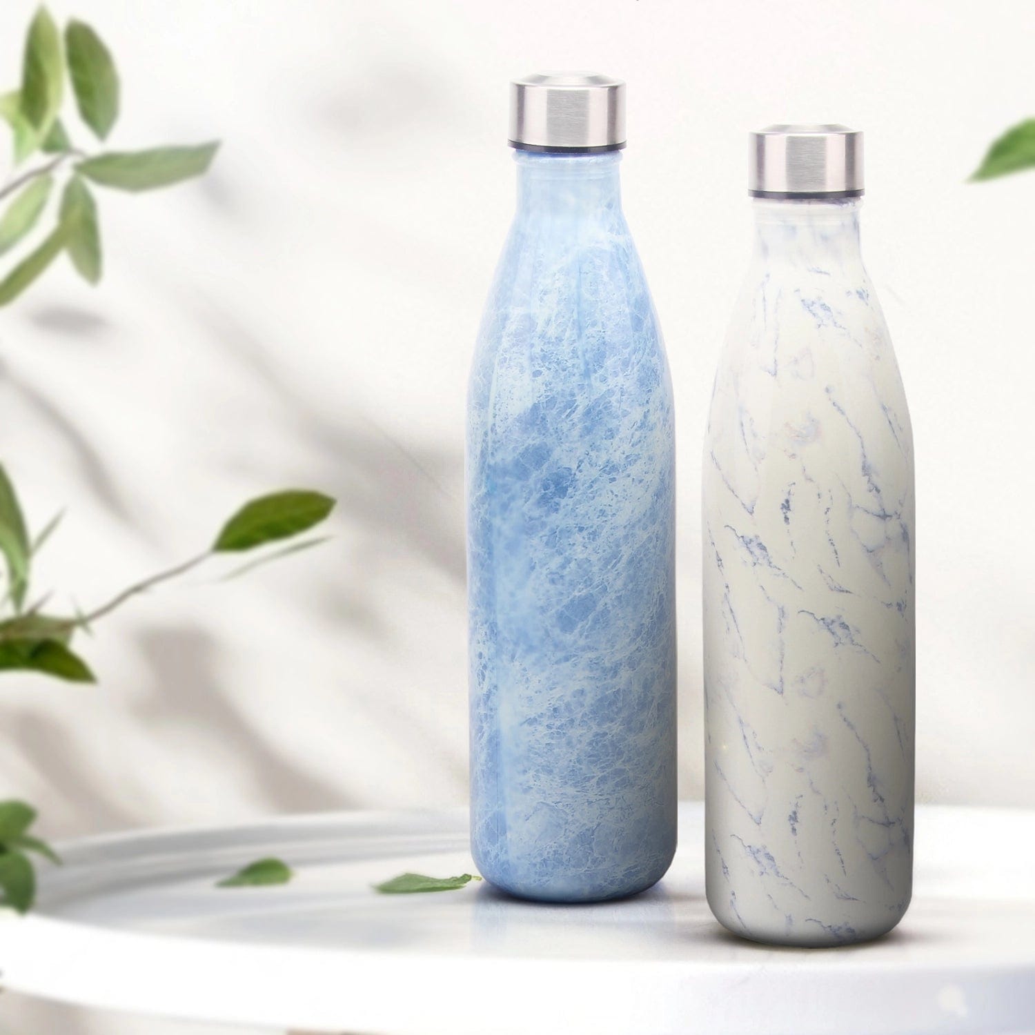 Red Butler Bottles Decorative Glass Bottle 1000ml | 2pcs Set | White & Blue DGBF10A3 Redbutler