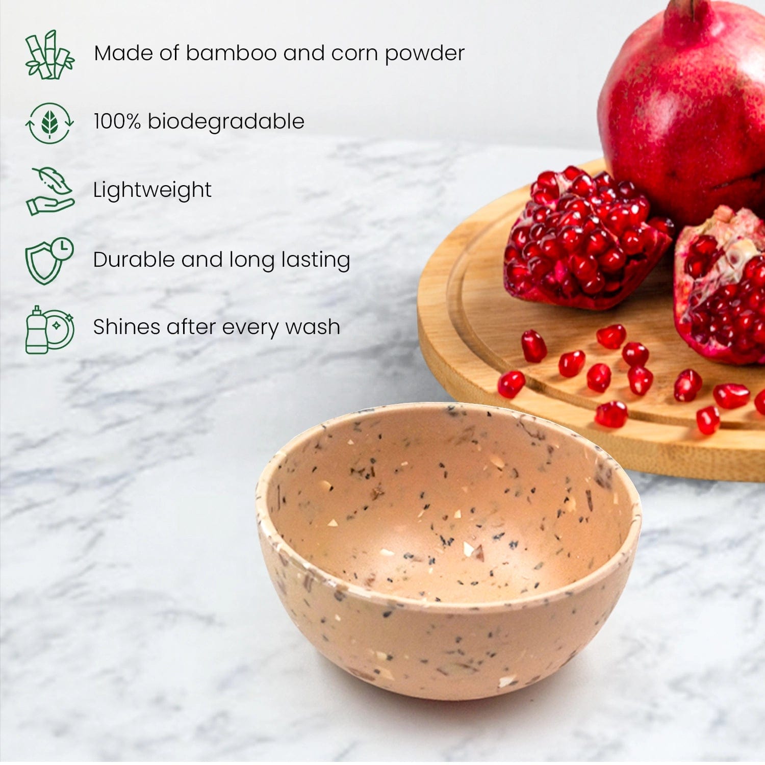 Red Butler Bowls Bamboo Fibre Bowl 4 inches | 4pcs Set | Walnut Design BFB04A9 Daily-Use Eco-Friendly Bamboo Fiber Bowl : Stylish & Sustainable Redbutler