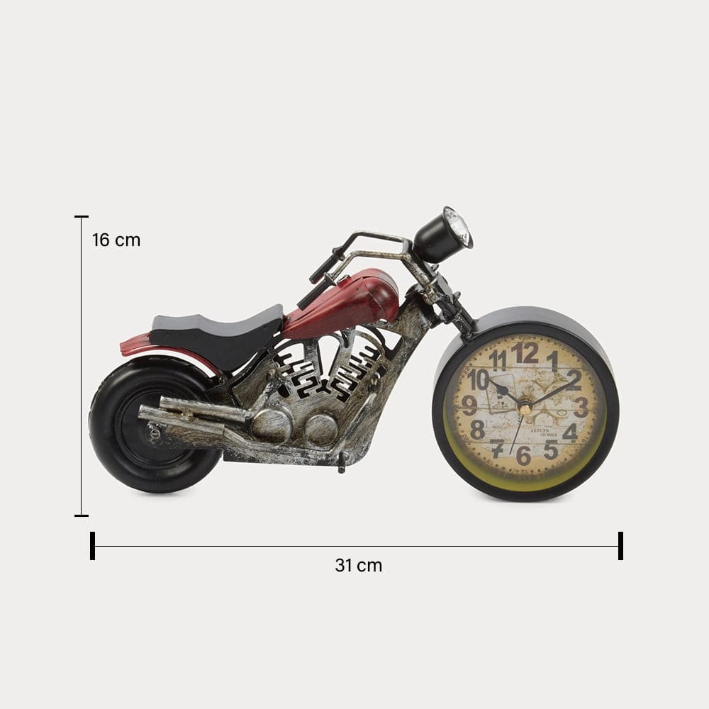 Red Butler Clock Bike Clock DTBC00M07Y19A1 TBC07A1 Metal Bike Clock – Unique Table Clock for Bike Lovers Redbutler