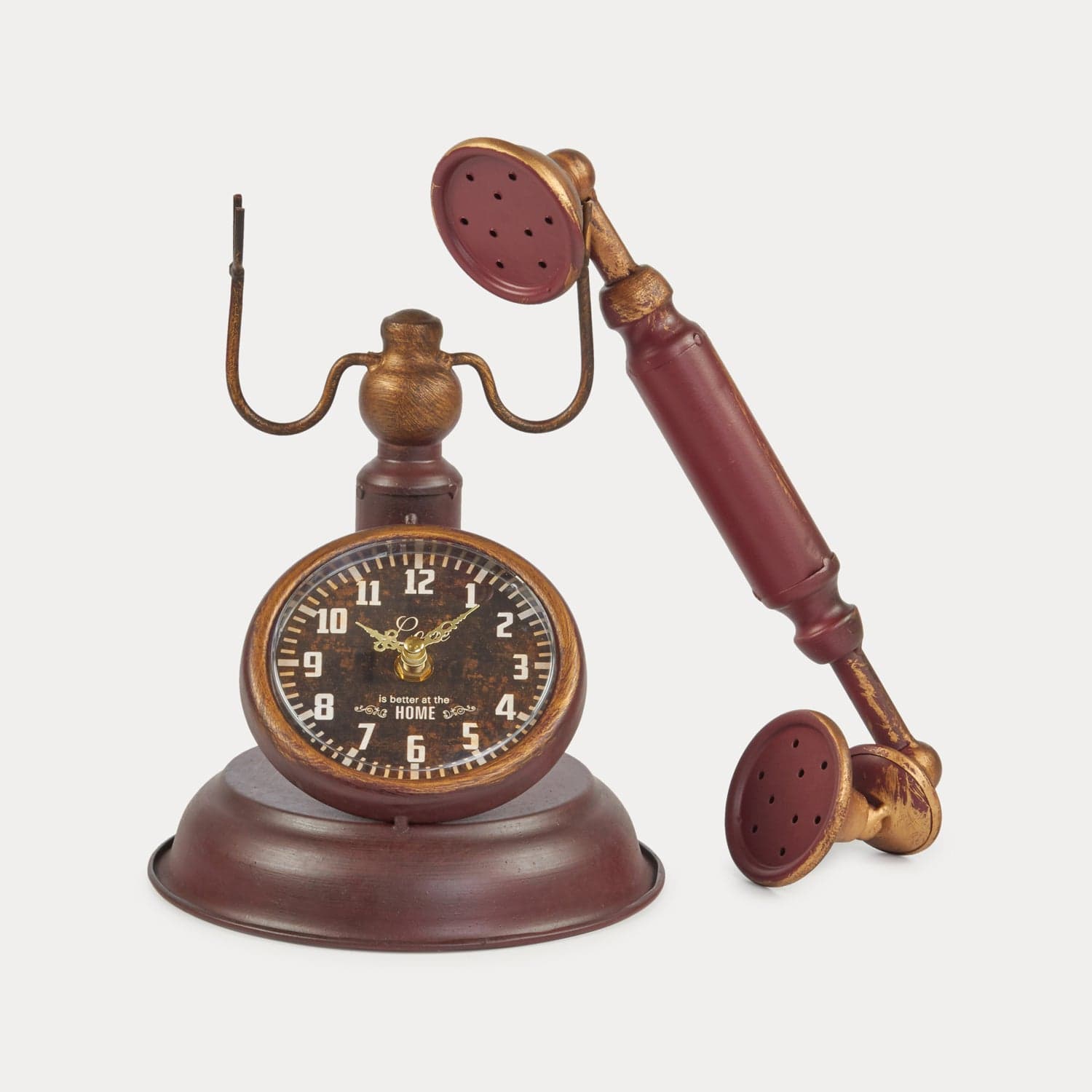 Red Butler Clock Telephone Clock DTTC00M10Y19A1 TTC10A1 Metal Telephone Clock – Unique Table Clock with Vintage Charm Redbutler