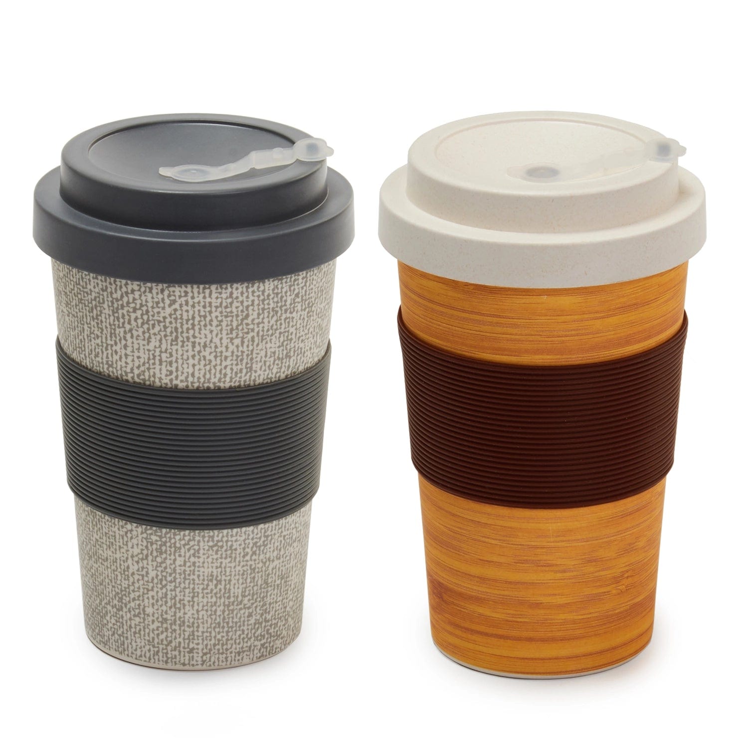 Red Butler Cups & Mugs Bamboo Fibre Travel Mug (500ml) I 2pcs Set | Wooden & Grey MBF14A3 Redbutler