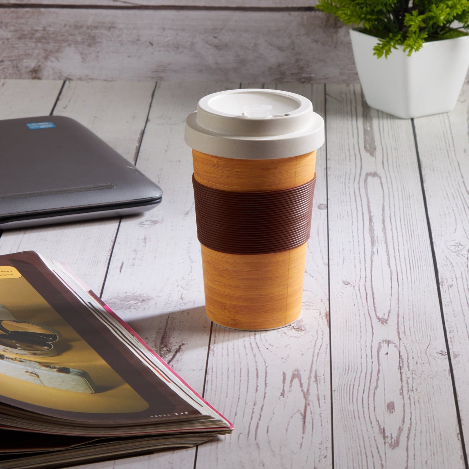 Red Butler Cups & Mugs Bamboo Fibre Travel Mug - Dark Wooden (500 ml) MBF14A1 Redbutler