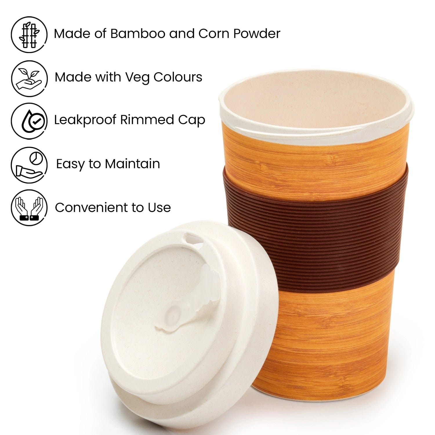 Red Butler Cups & Mugs Bamboo Fibre Travel Mug - Dark Wooden (500 ml) MBF14A1 Redbutler