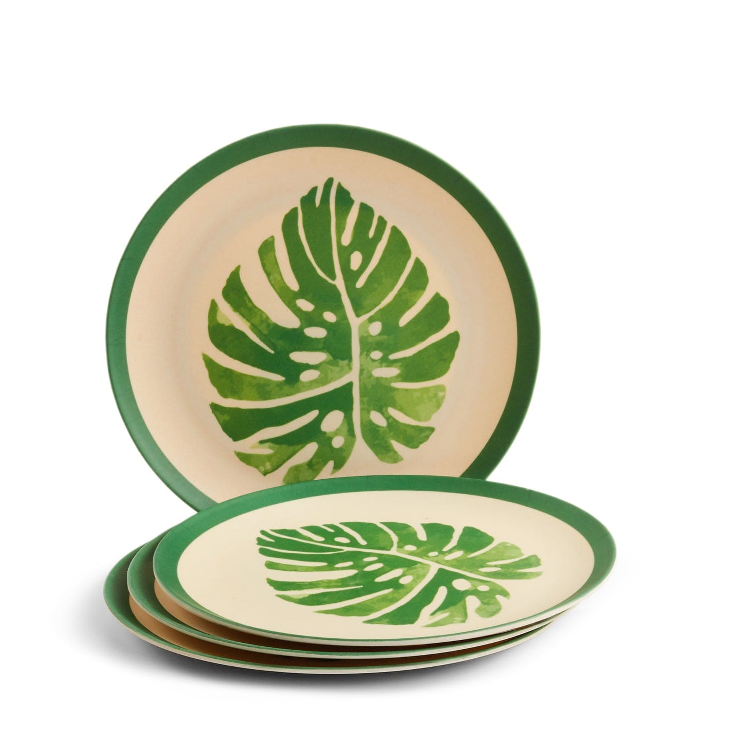 Red Butler Dinner Plates Bamboo Fibre Dinner Plates | 4pcs Set | Leaf Design BFP11A3 Daily-Use Eco-Friendly Bamboo Fiber Dinner Plate Stylish & Sustainable Redbutler