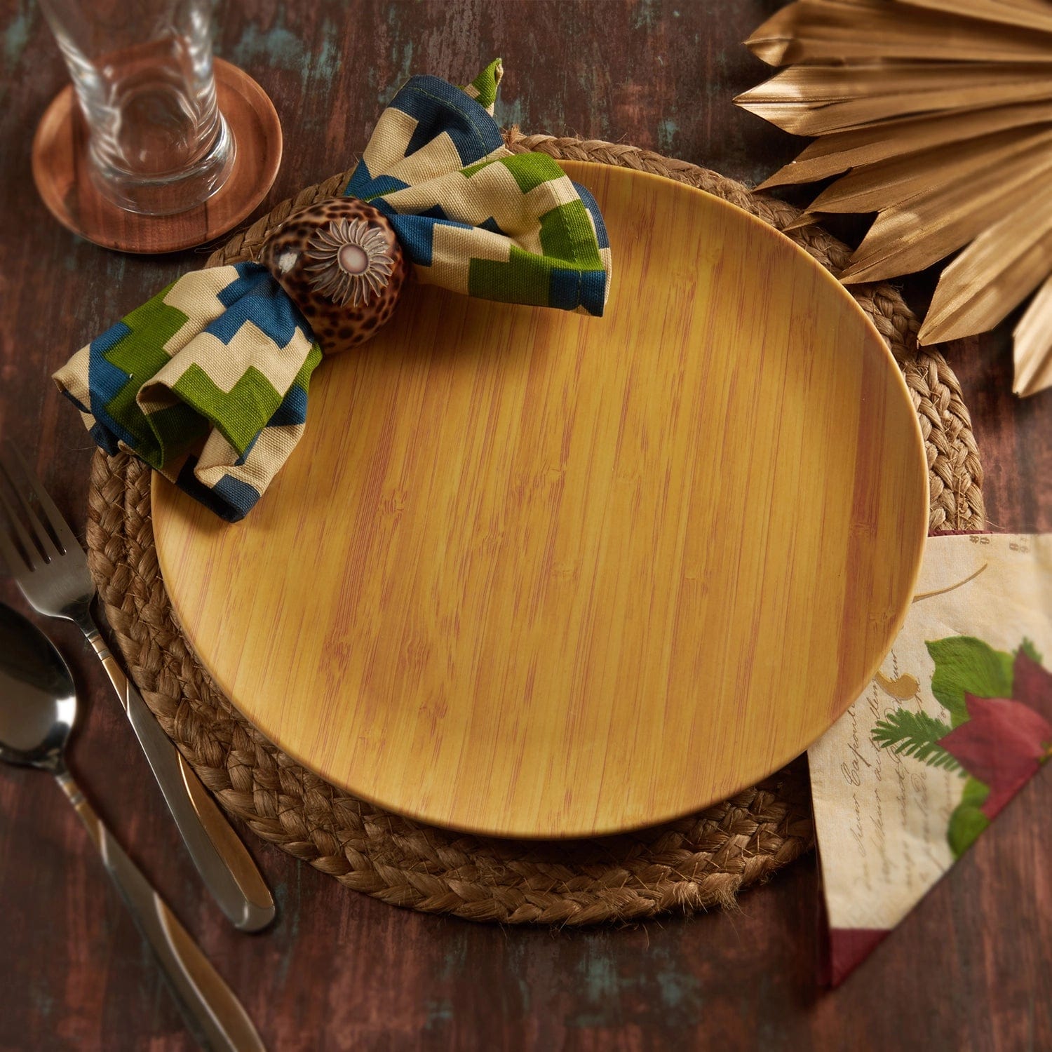 Red Butler Dinner Plates Bamboo Fibre Dinner Plates | 4pcs Set | Wooden Design BFP11A4 Daily-Use Eco-Friendly Bamboo Fiber Dinner Plate Stylish & Sustainable Redbutler