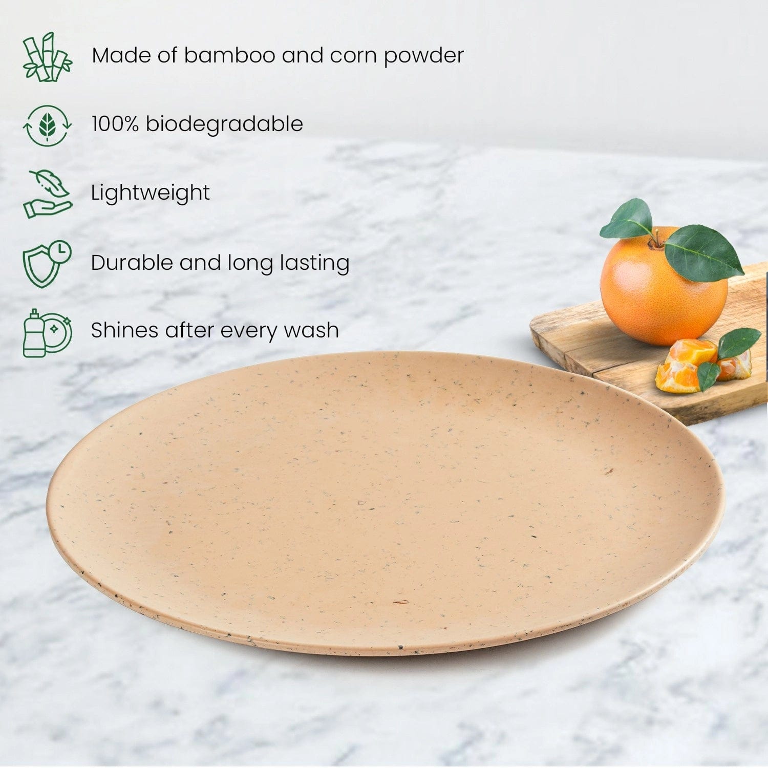 Red Butler Dinner Plates Bamboo Fibre Dinner Plates | 6pcs Set | Nutshell Design OBP11A9 Daily-Use Eco-Friendly Bamboo Fiber Dinner Plate Stylish & Sustainable Redbutler