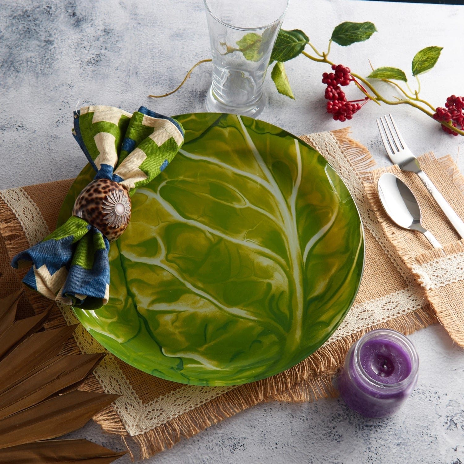 Red Butler Dinner Plates Designer Glass Dinner Plate - Cabbage | 6pcs set DDP28A5 Redbutler