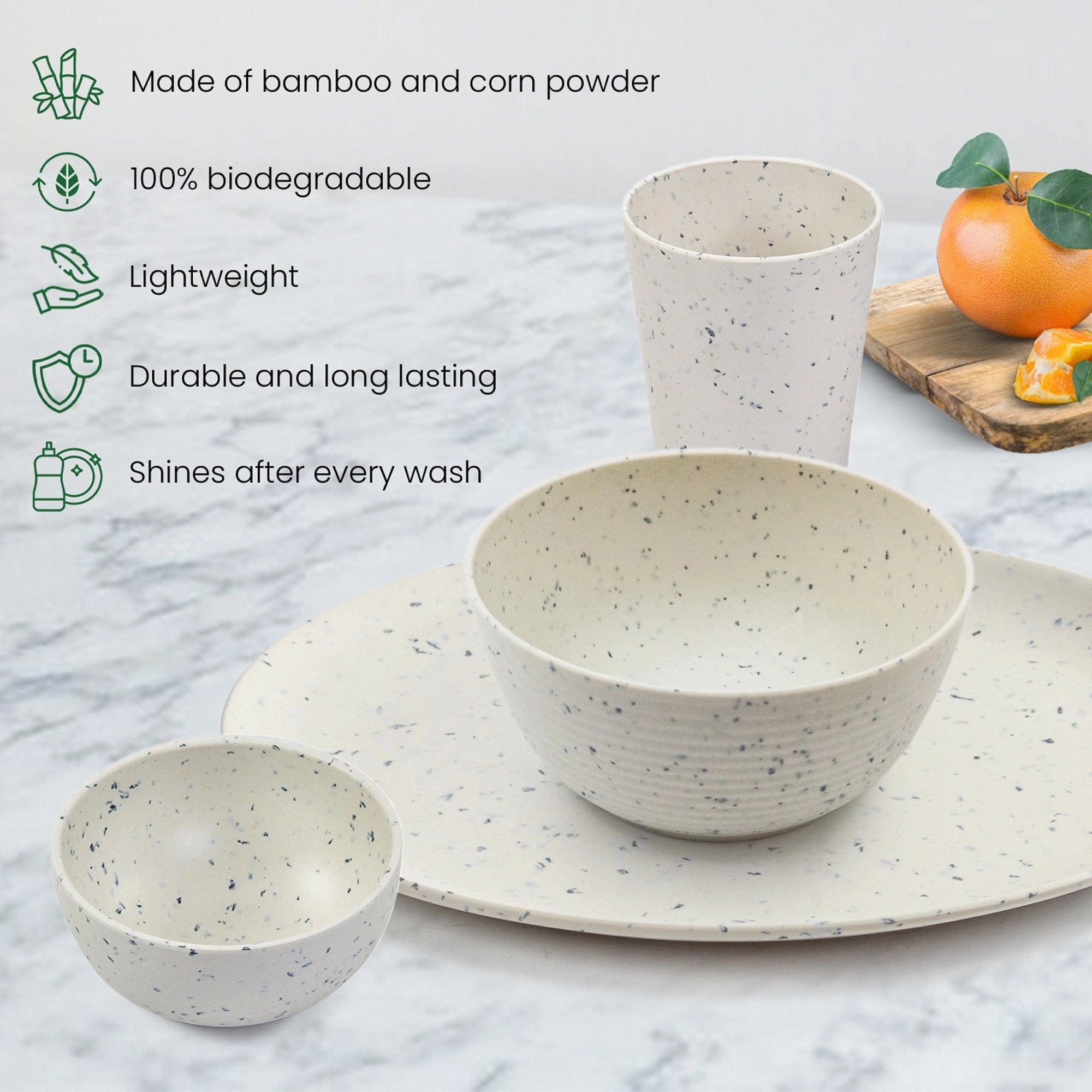 Red Butler Dinner Set Bamboo Fibre Dinner Set | 14pcs Set | Classic Design BFD14A8 Redbutler