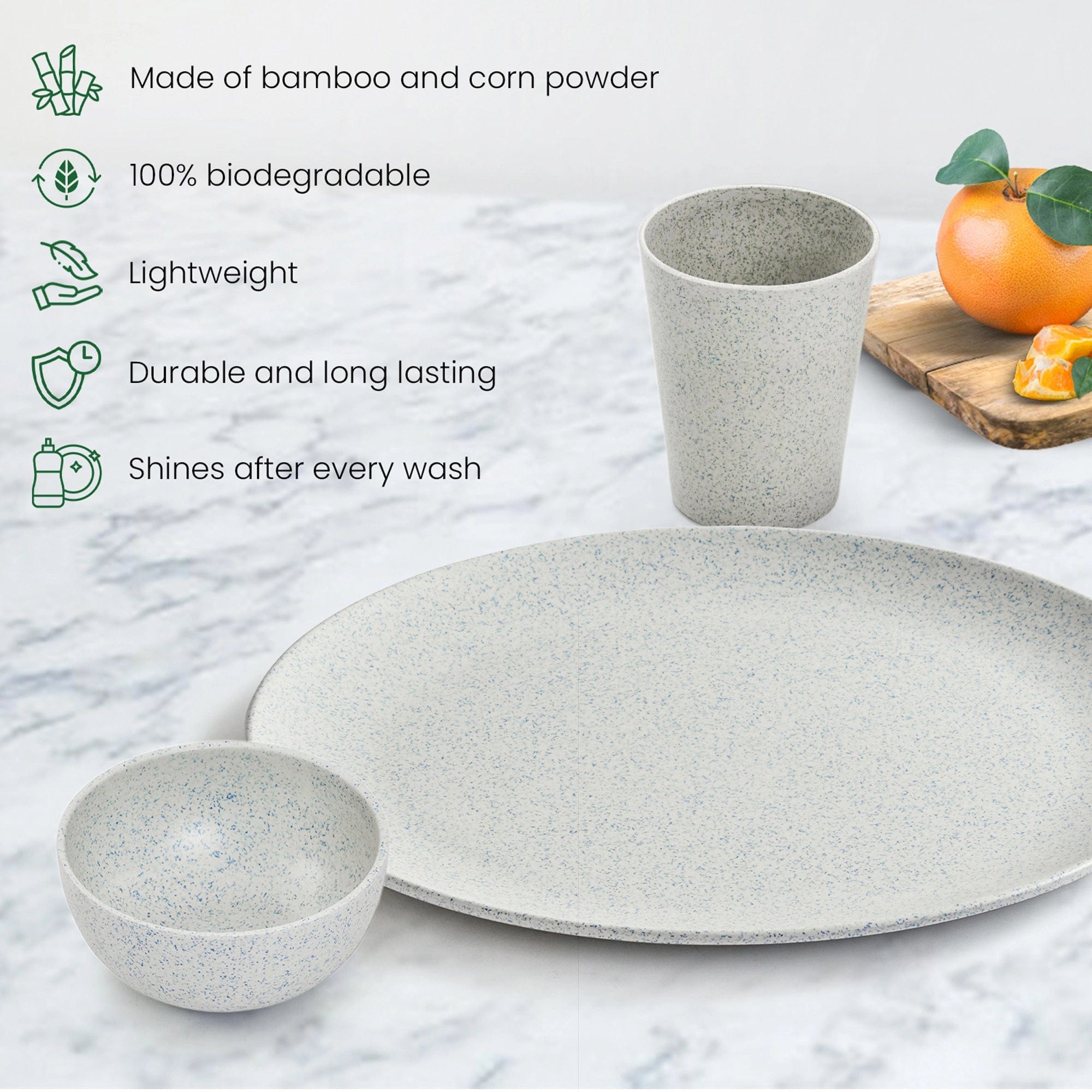 Red Butler Dinner Set Bamboo Fibre Dinner Set | 18pcs Set | Stonewash Design BFD18A6 Redbutler