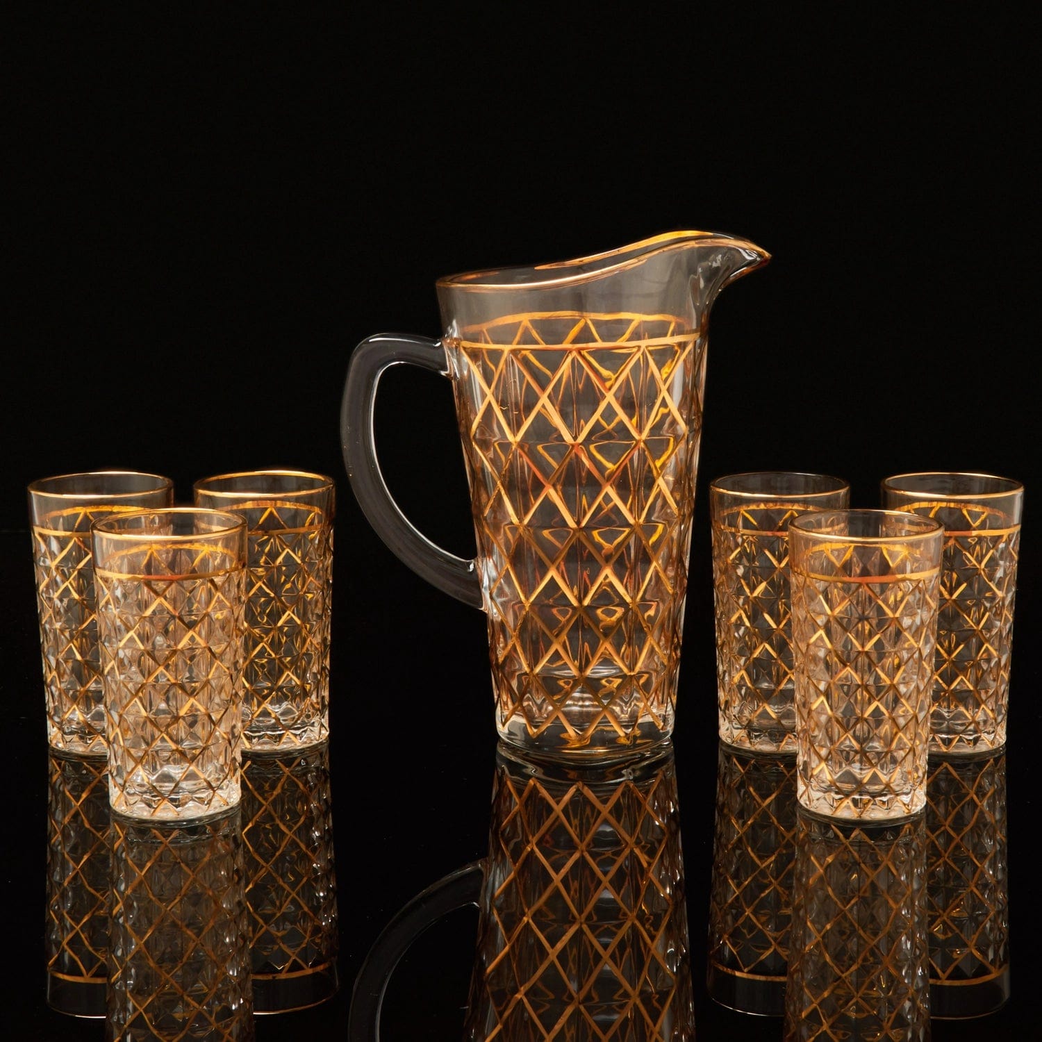 Red Butler Goldline Collection Goldine Crystal Glass Jug Set | 7pcs Set CGLJT0C13Y23A1 CJT13A1 Crystal Glass Jug Set with Gold Detailing Redbutler
