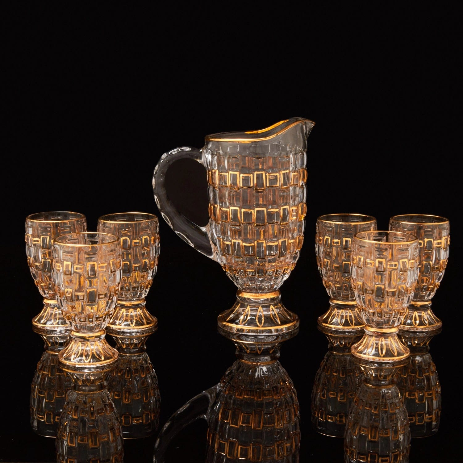 Red Butler Goldline Collection Goldine Crystal Glass Jug Set | 7pcs Set CGLJT0C14Y23A1 CJT14A1 Crystal Glass Jug Set with Gold Detailing Redbutler