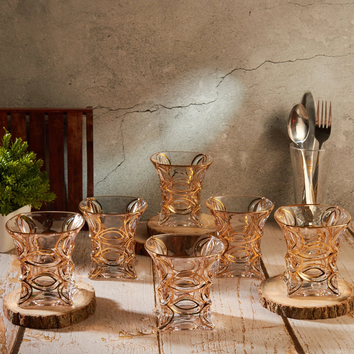 Red Butler Goldline Collection Goldine Crystal Glass Tumbler | 6pcs Set CGLT0C105Y23A1 CLT05A1 Elegant Gold-Accented Crystal Tumbler Redbutler