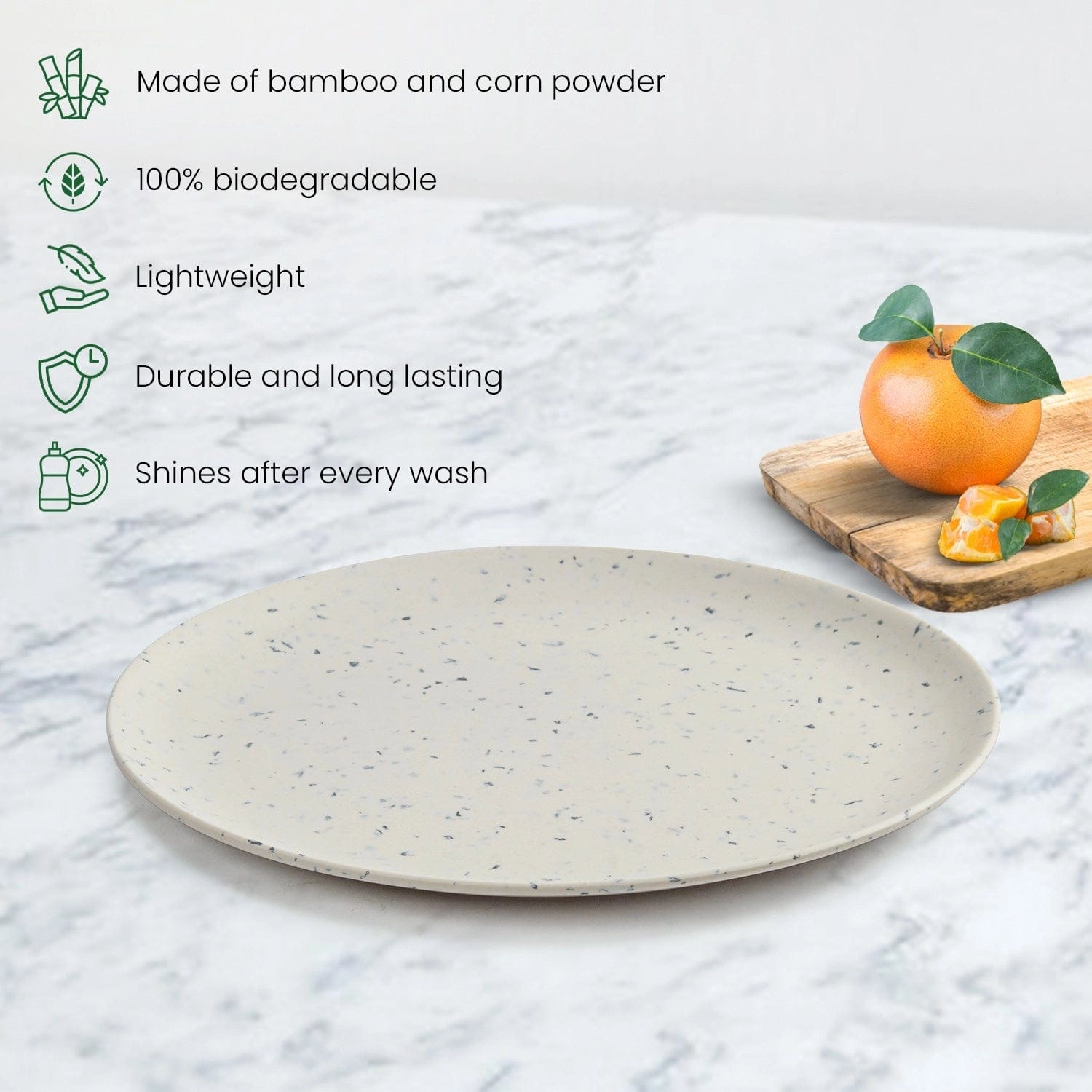 Red Butler Half Plates Bamboo Fibre Snack Plates | 4pcs Set | Classic Design BFP08A8 Daily-Use Eco-Friendly Bamboo Fiber Snack Plate: Stylish & Sustainable Redbutler