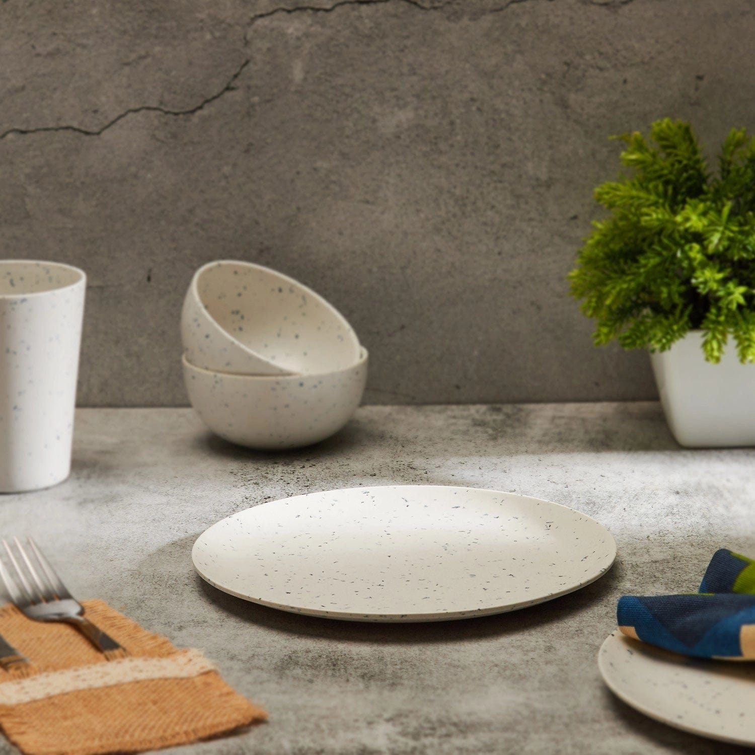 Red Butler Half Plates Bamboo Fibre Snack Plates | 4pcs Set | Classic Design BFP08A8 Daily-Use Eco-Friendly Bamboo Fiber Snack Plate: Stylish & Sustainable Redbutler