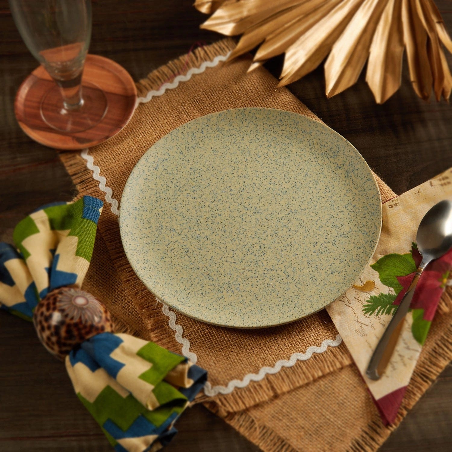 Red Butler Half Plates Bamboo Fibre Snack Plates | 4pcs Set | Stonewash Design BFP08A6 Daily-Use Eco-Friendly Bamboo Fiber Snack Plate: Stylish & Sustainable Redbutler