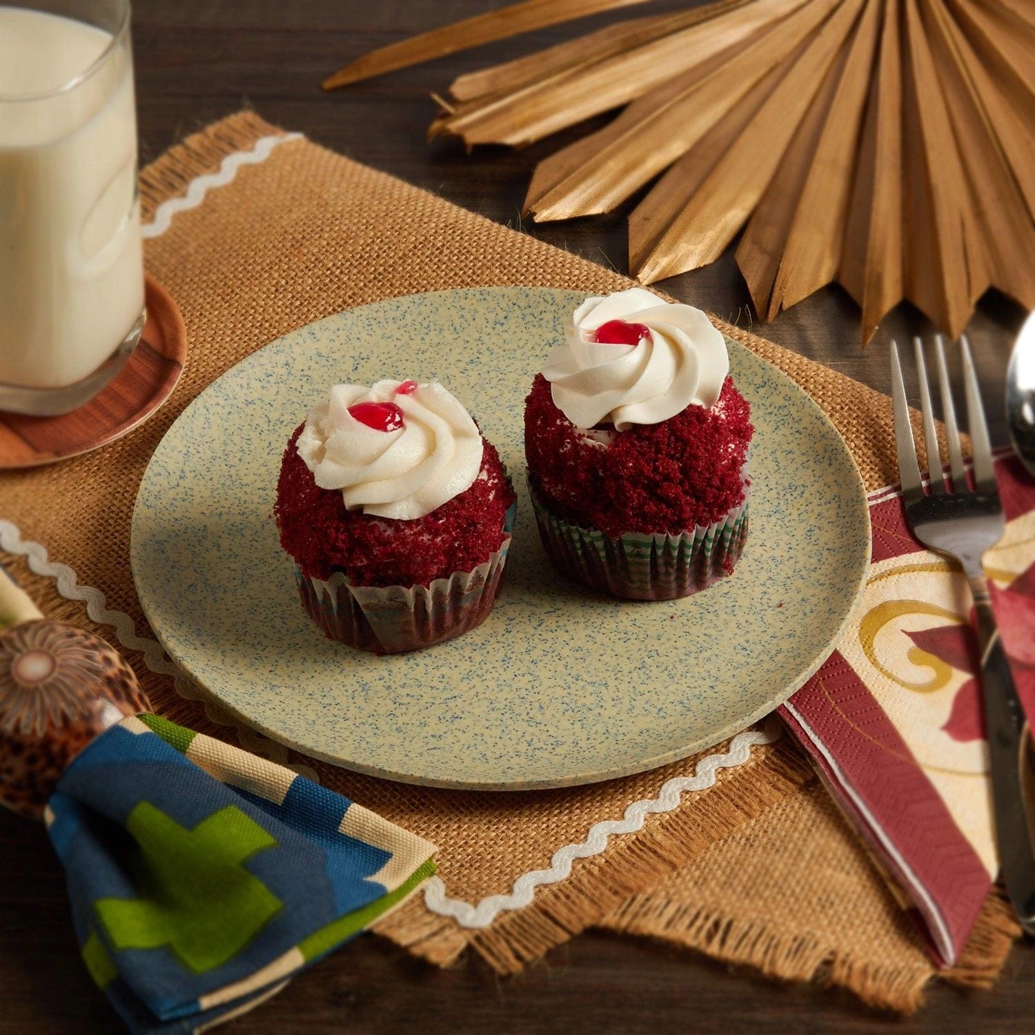 Red Butler Half Plates Bamboo Fibre Snack Plates | 4pcs Set | Stonewash Design BFP08A6 Daily-Use Eco-Friendly Bamboo Fiber Snack Plate: Stylish & Sustainable Redbutler