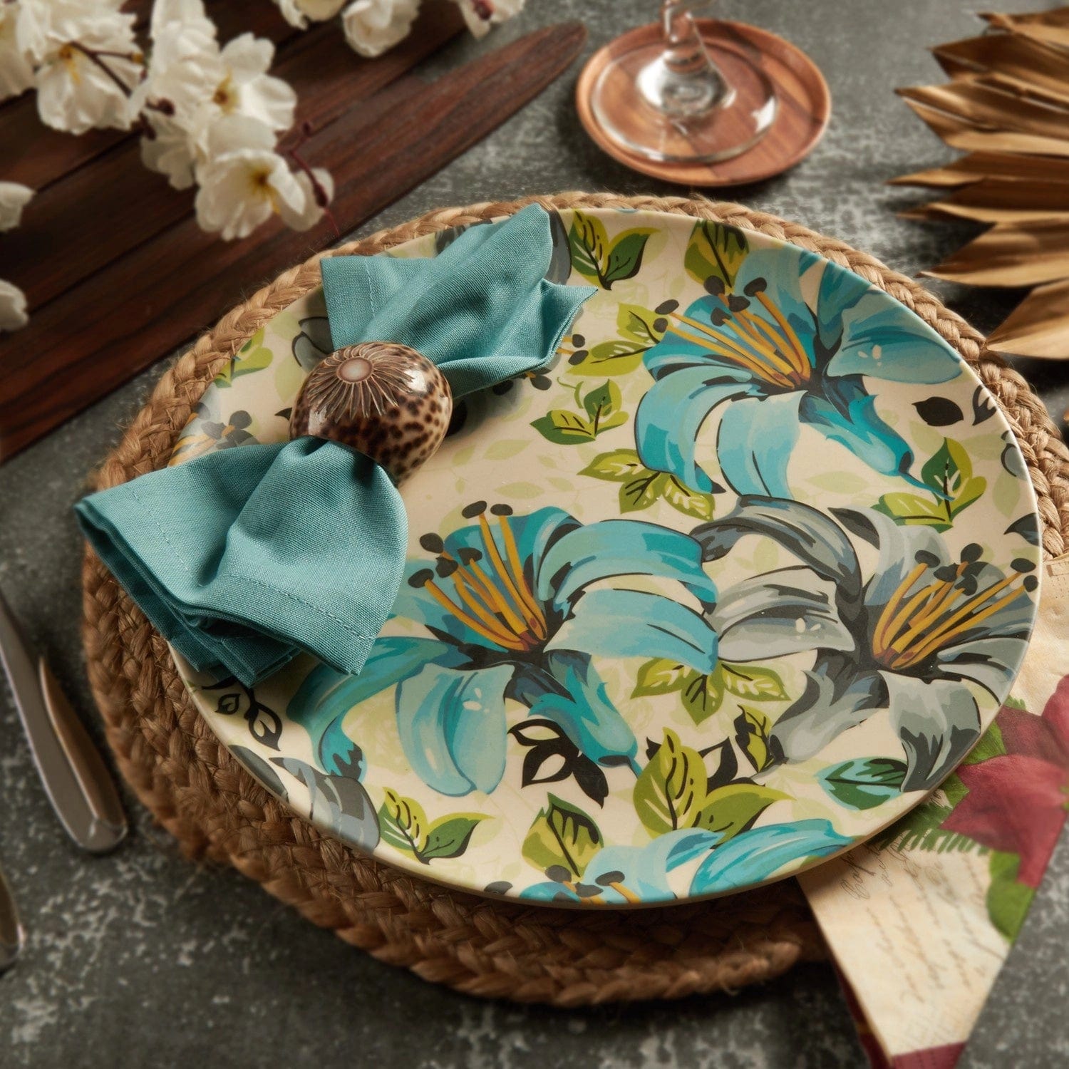 Red Butler Half Plates Bamboo Fibre Snack Plates | 6pcs Set | Leaf & Flowers Design BP08A5 Daily-Use Eco-Friendly Bamboo Fiber Snack Plate: Stylish & Sustainable Redbutler