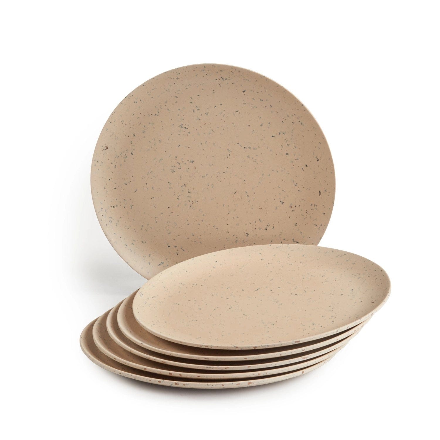 Red Butler Half Plates Bamboo Fibre Snack Plates | 6pcs Set | Nutshell Design BP08A9 Daily-Use Eco-Friendly Bamboo Fiber Snack Plate: Stylish & Sustainable Redbutler