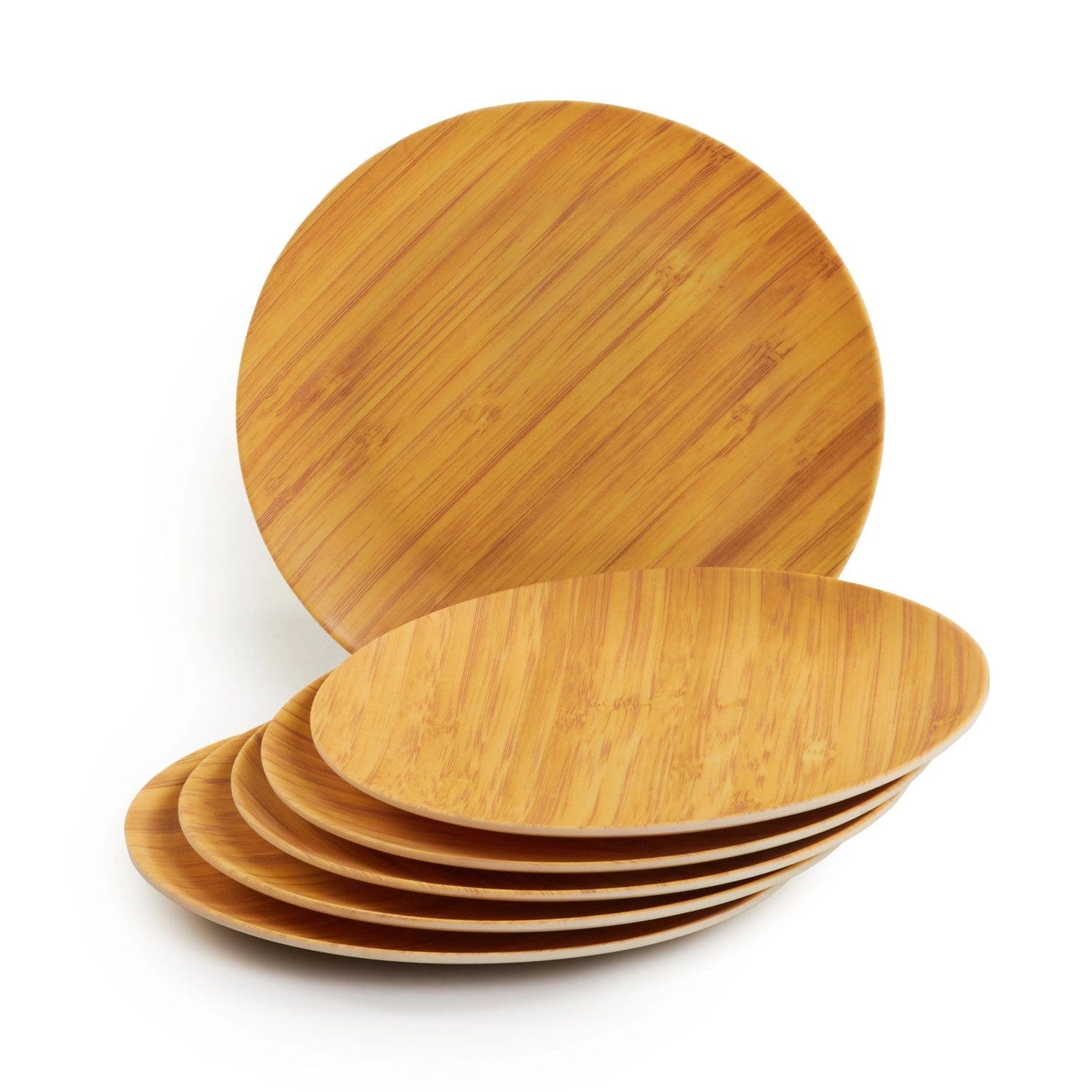 Red Butler Half Plates Bamboo Fibre Snack Plates | 6pcs Set | Wooden Design BP08A4 Daily-Use Eco-Friendly Bamboo Fiber Plate: Stylish & Sustainable Redbutler