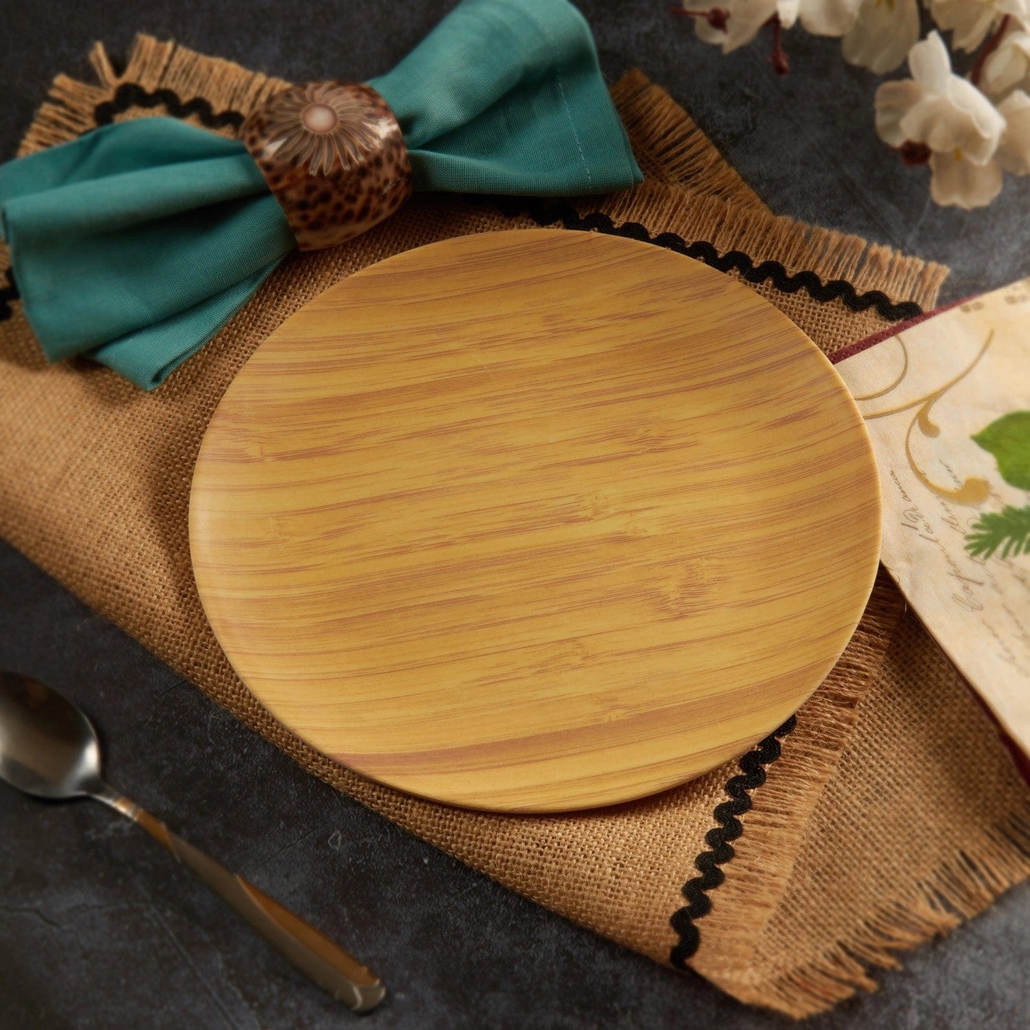 Red Butler Half Plates Bamboo Fibre Snack Plates | 6pcs Set | Wooden Design BP08A4 Daily-Use Eco-Friendly Bamboo Fiber Plate: Stylish & Sustainable Redbutler