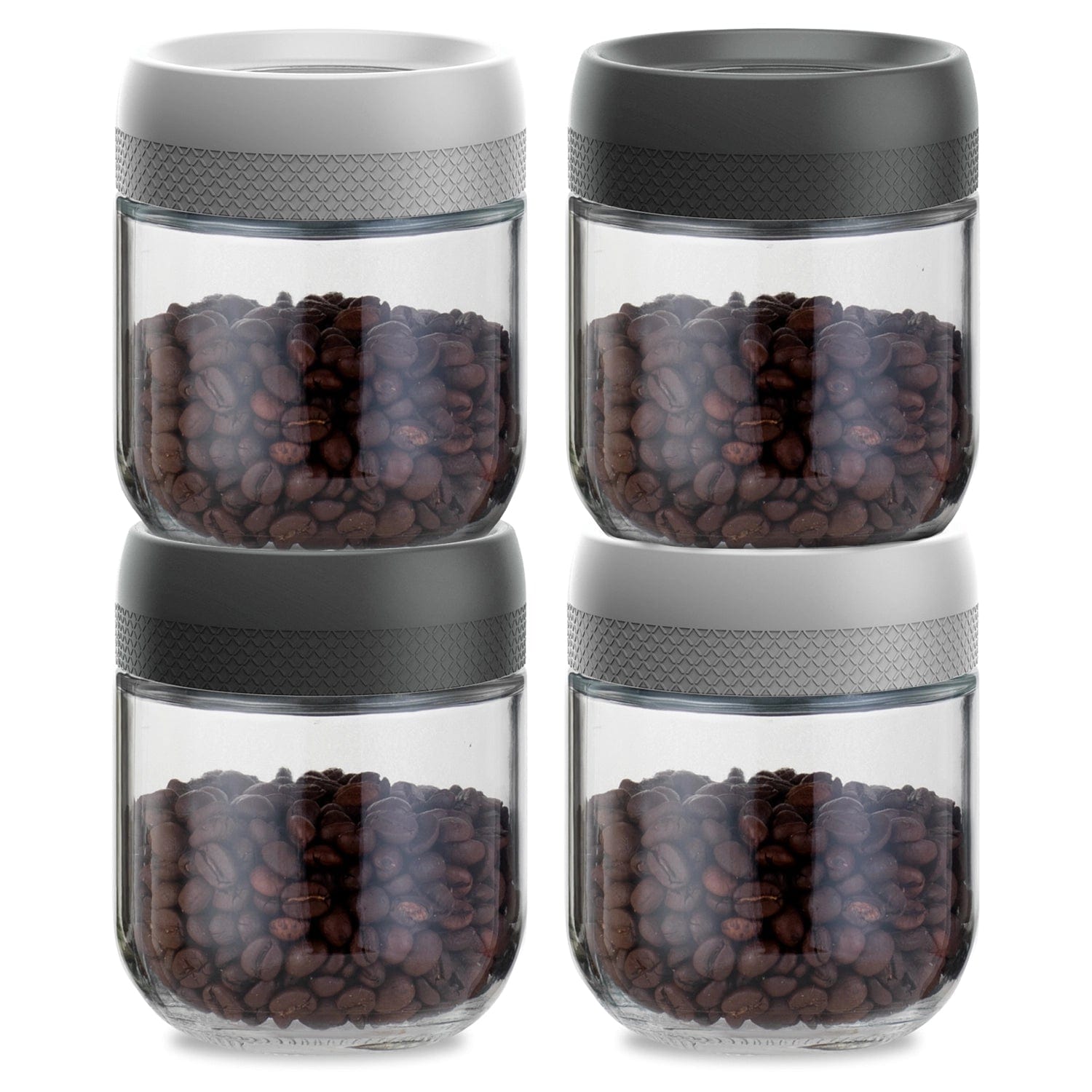 Red Butler Jars Magnifying Glass Jars | 4pcs Set |350ml | Black & Off-White QSGM35A4 Redbutler