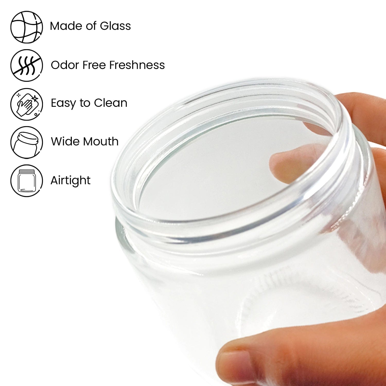 Red Butler Jars Magnifying Glass Jars | 4pcs Set |350ml | Black & Off-White QSGM35A4 Redbutler