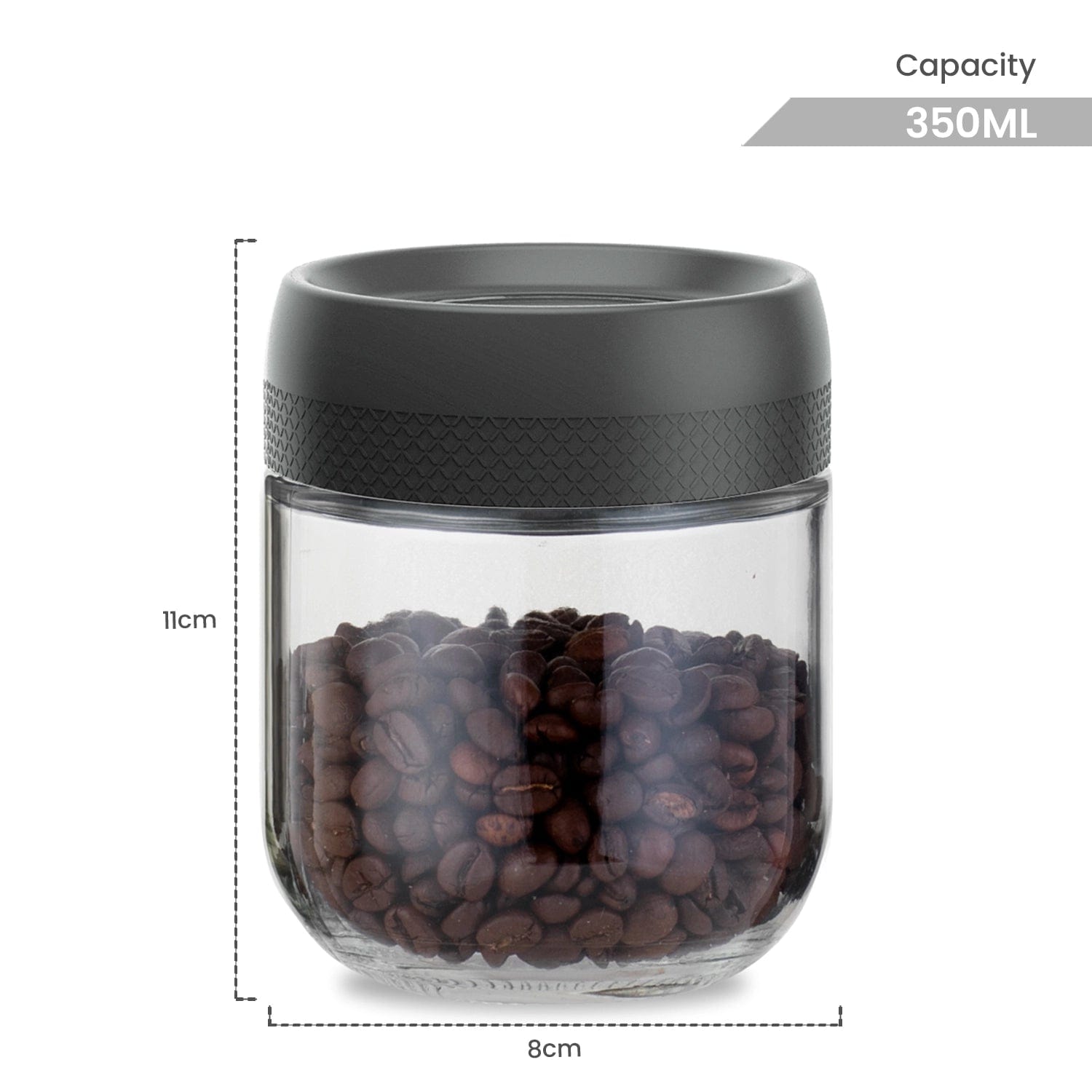 Red Butler Jars Magnifying Glass Jars | 4pcs Set |350ml | Black & Off-White QSGM35A4 Redbutler