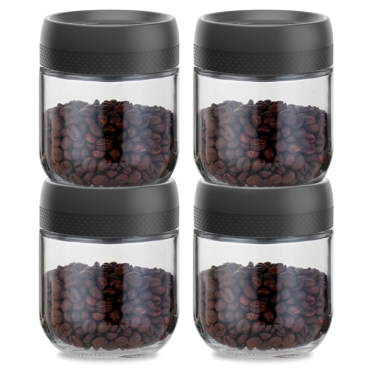 Red Butler Jars Magnifying Glass Jars | 4pcs Set |350ml | Black QSGM35A1 Redbutler