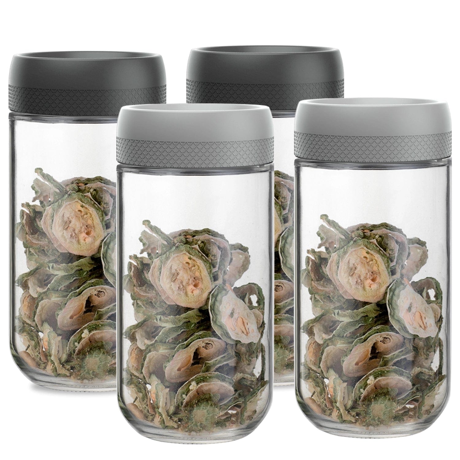 Red Butler Jars Magnifying Glass Jars | 4pcs Set |800ml | Black & Off-White QSGM80A4 Redbutler
