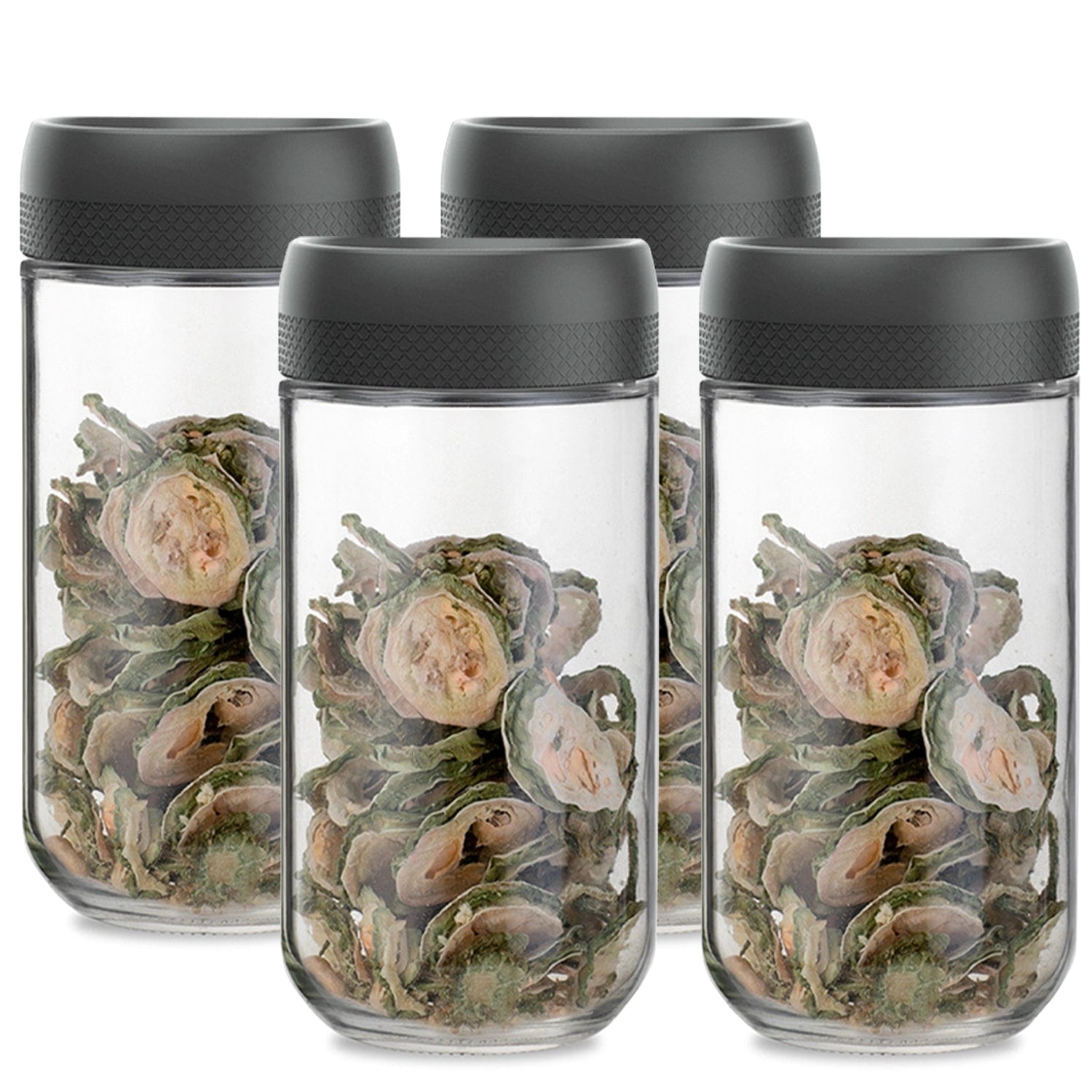 Red Butler Jars Magnifying Glass Jars | 4pcs Set |800ml | Black QSGM80A1 Redbutler