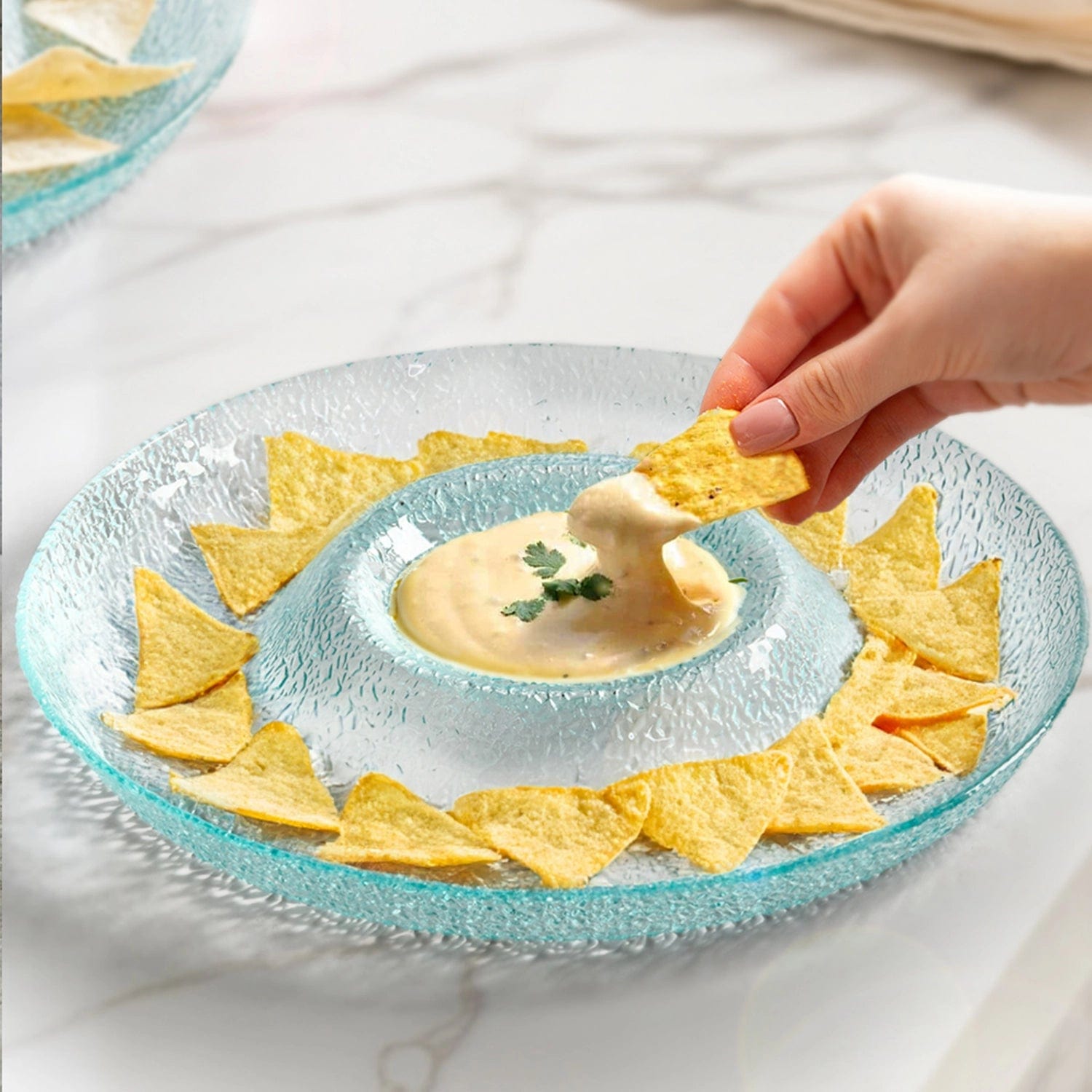 Red Butler Platter Glass Platter- Round Chip and Dip GCD28A1 Elegant Glass Platters for Stylish Serving | Versatile and Chic Tableware Redbutler