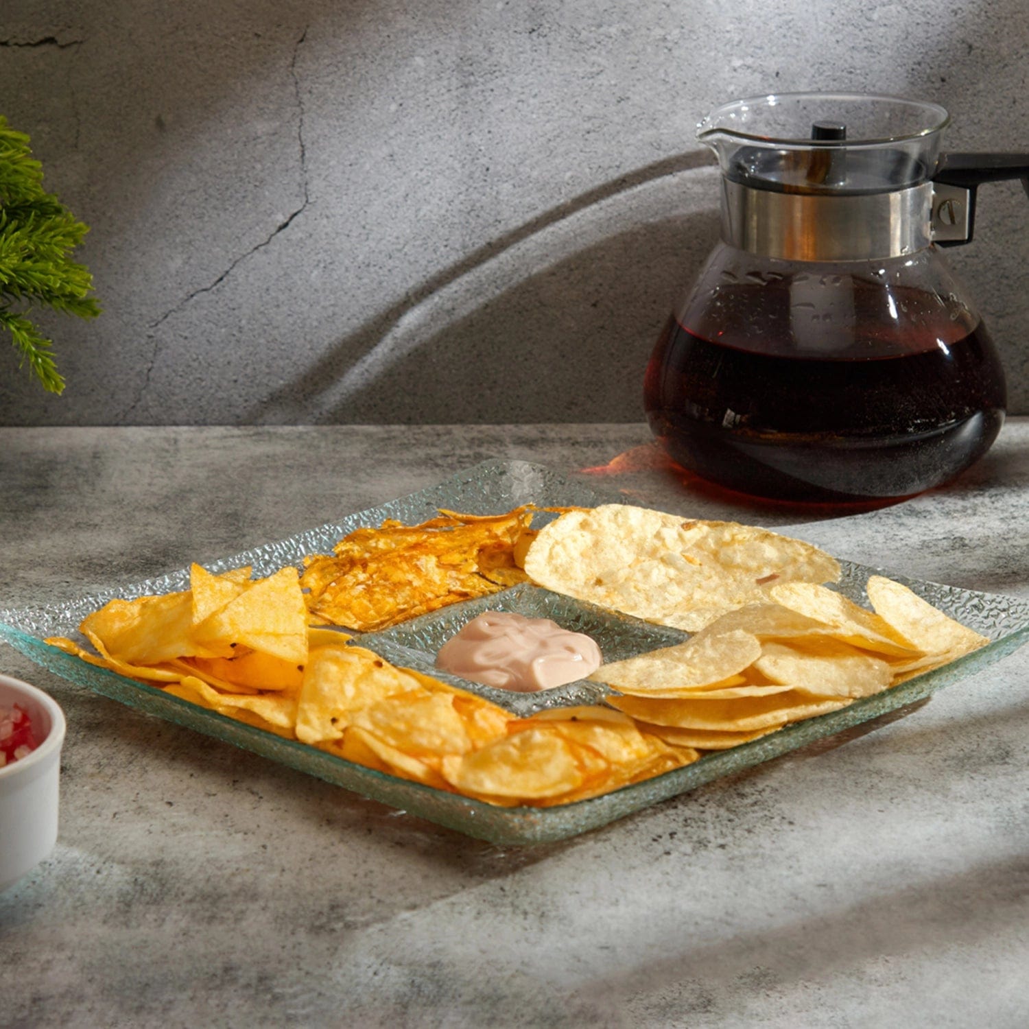 Red Butler Platter Glass Platter- Square Chip and Dip GCD27A1 Elegant Glass Platters for Stylish Serving | Versatile and Chic Tableware Redbutler