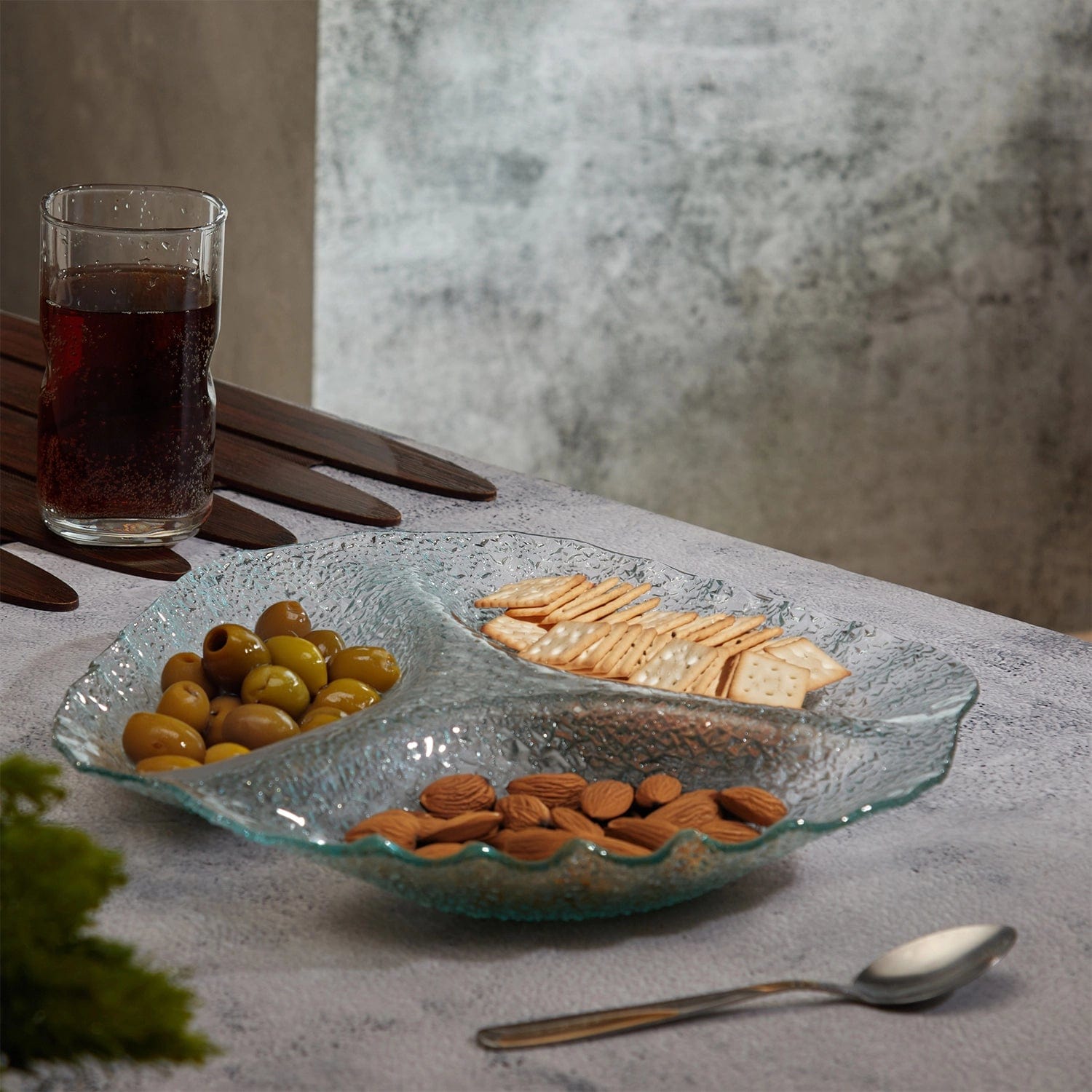 Red Butler Platter Glass Platter- Three Section GPS26A1 Elegant Glass Platters for Stylish Serving | Versatile and Chic Tableware Redbutler