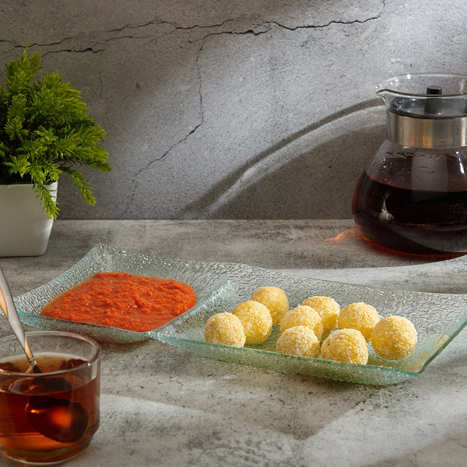 Red Butler Platter Glass Platter- Two Section GPS34A1 Elegant Glass Platters for Stylish Serving | Versatile and Chic Tableware Redbutler