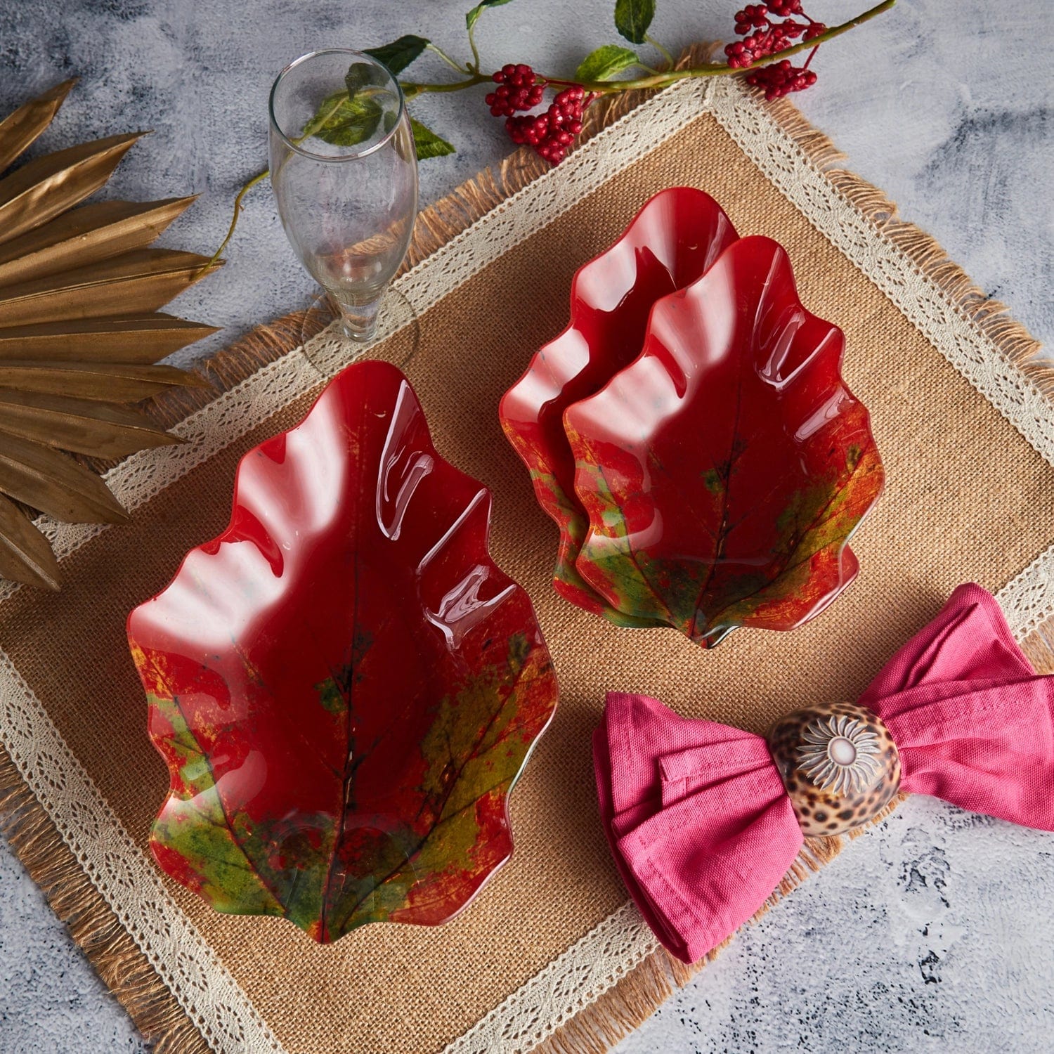 Red Butler Platter Red Mapple Design Serving Platter | 4pcs Set DSST00G20Y21A1 SST20A1 Redbutler