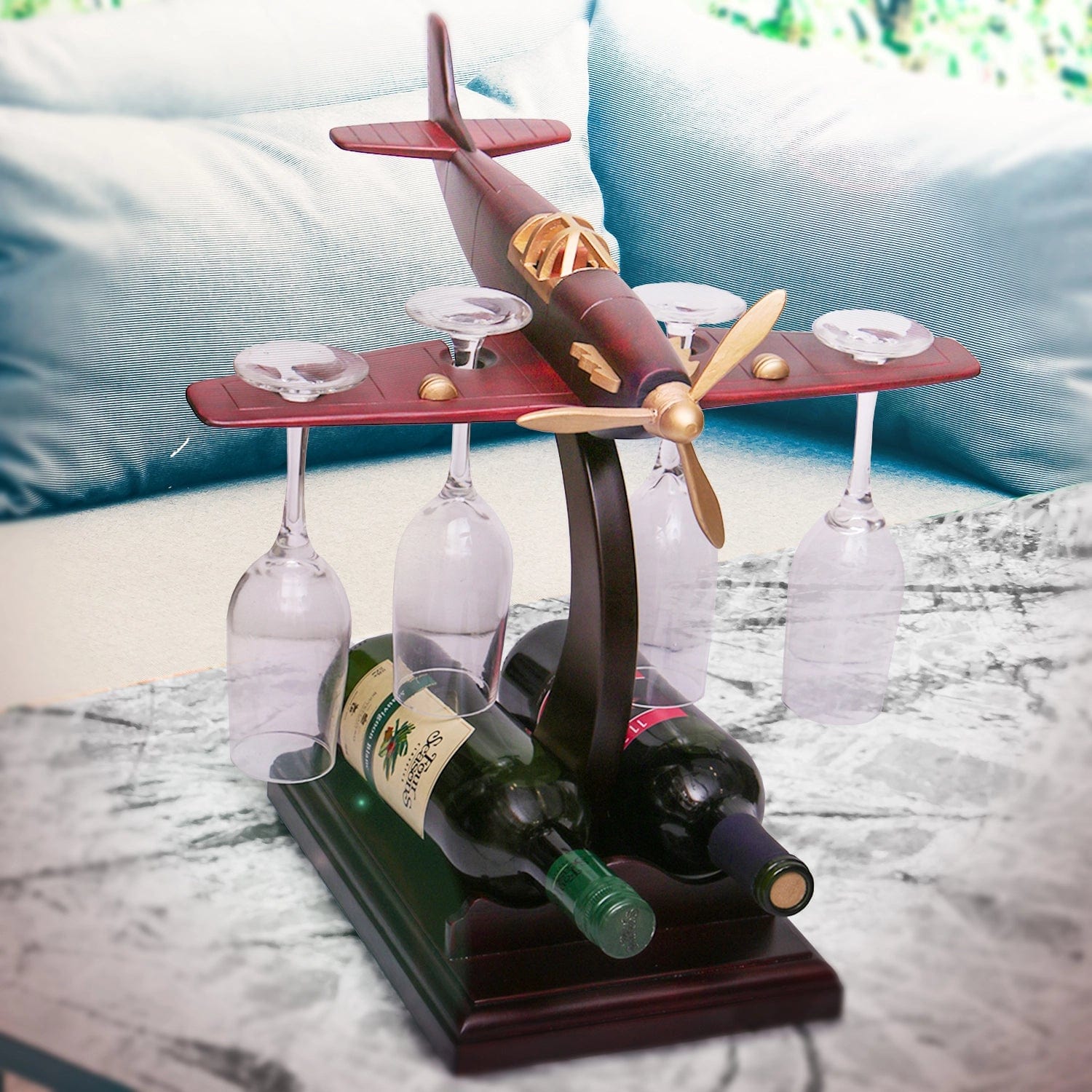 Elevate Your Home Bar with Flying Airplane Wine Holder Modern Decor