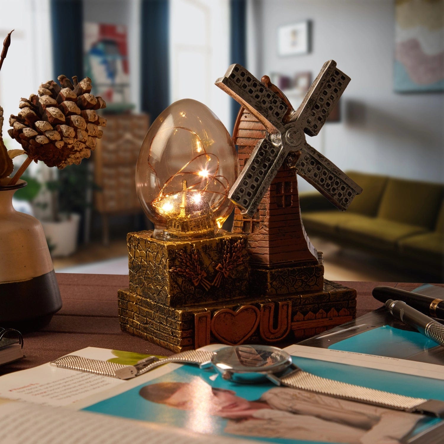 Red Butler Showpieces Night Light - Windmill DSNL00RW8Y18A6 ANL8A6 Night Light Windmill Meticulously Crafted Charm for Your Space Redbutler