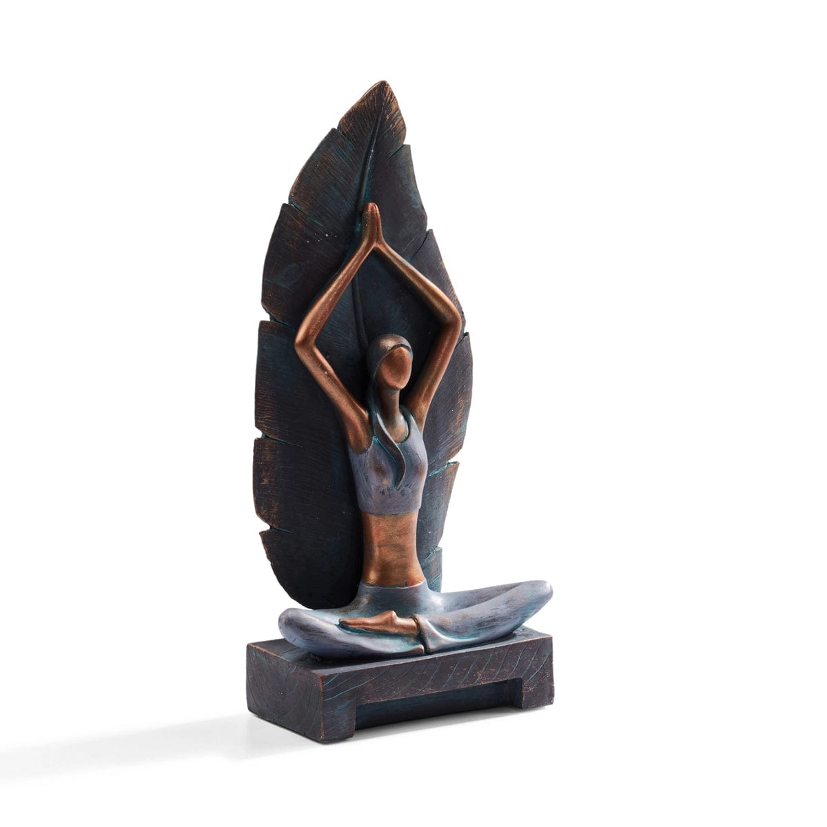 Red Butler Showpieces Yoga Girl with Leaf AGYG00R13Y19A2 GYG13A2 Nature-Inspired Yoga Showpiece – Elegance in Dark Bronze Redbutler