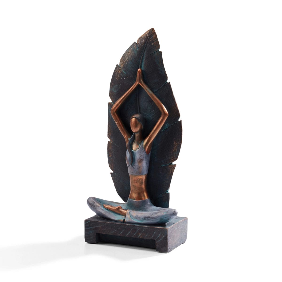 Red Butler Showpieces Yoga Girl with Leaf AGYG00R13Y19A2 GYG13A2 Nature-Inspired Yoga Showpiece – Elegance in Dark Bronze Redbutler