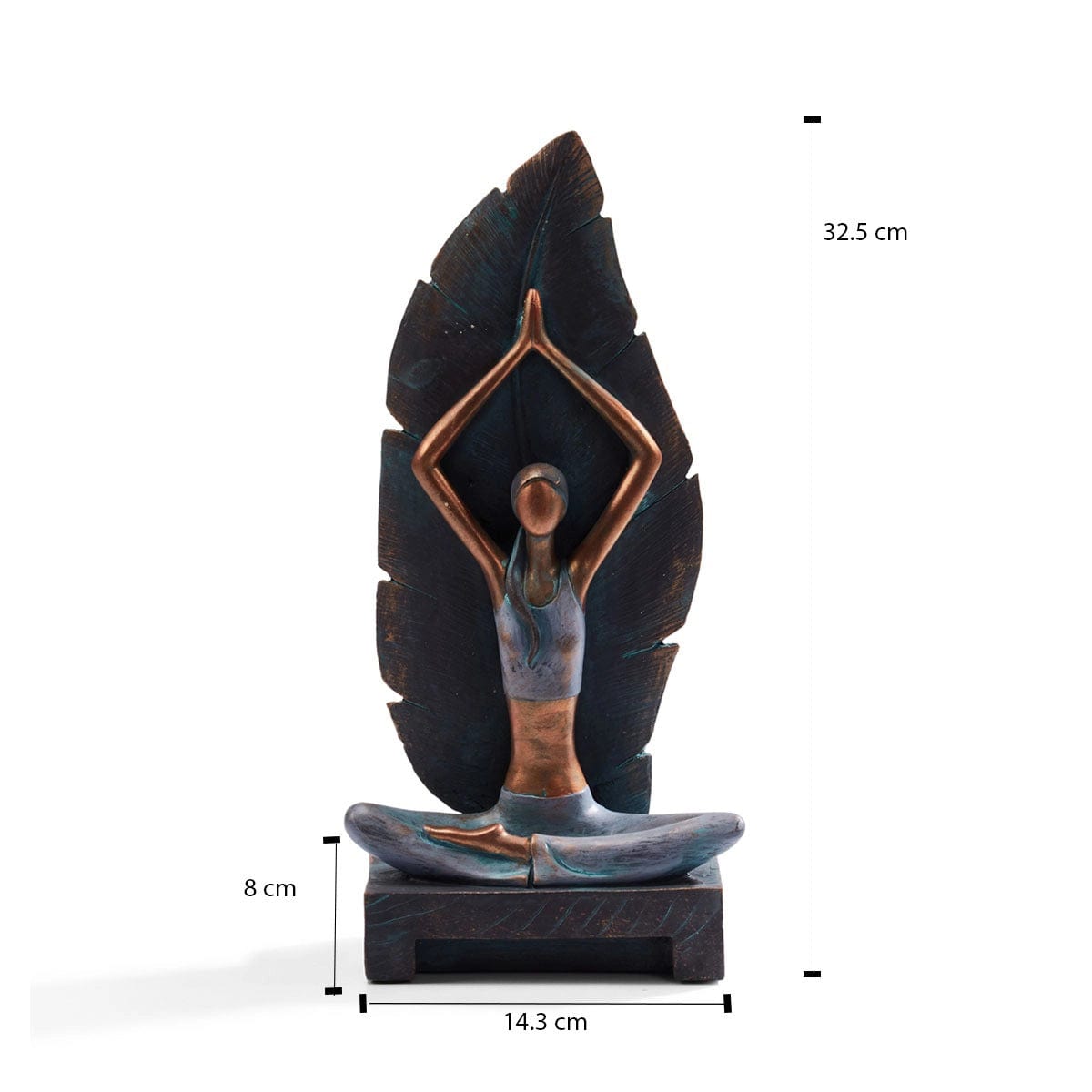 Red Butler Showpieces Yoga Girl with Leaf AGYG00R13Y19A2 GYG13A2 Nature-Inspired Yoga Showpiece – Elegance in Dark Bronze Redbutler