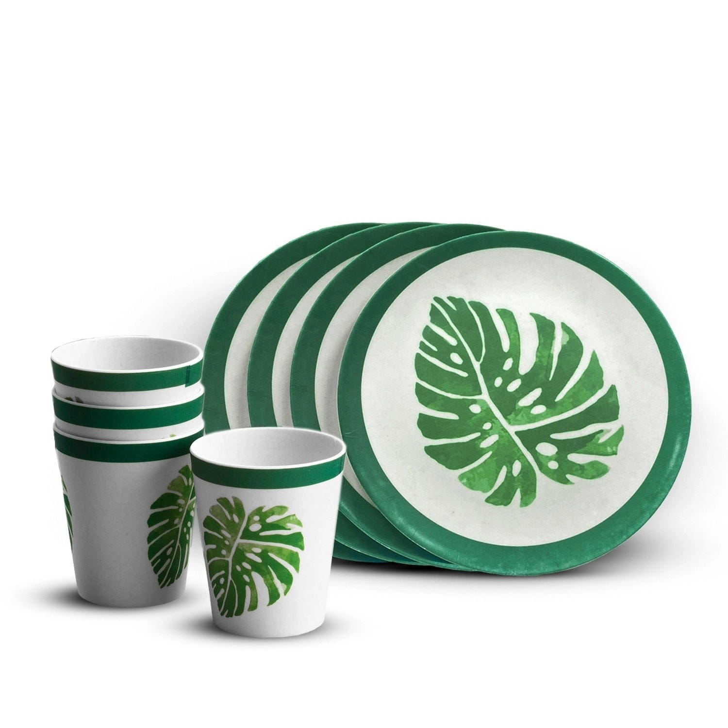 Red Butler Snacks set Bamboo Fibre Snacks Set | 8pcs Set | Leaf Design SBF08A3 Redbutler