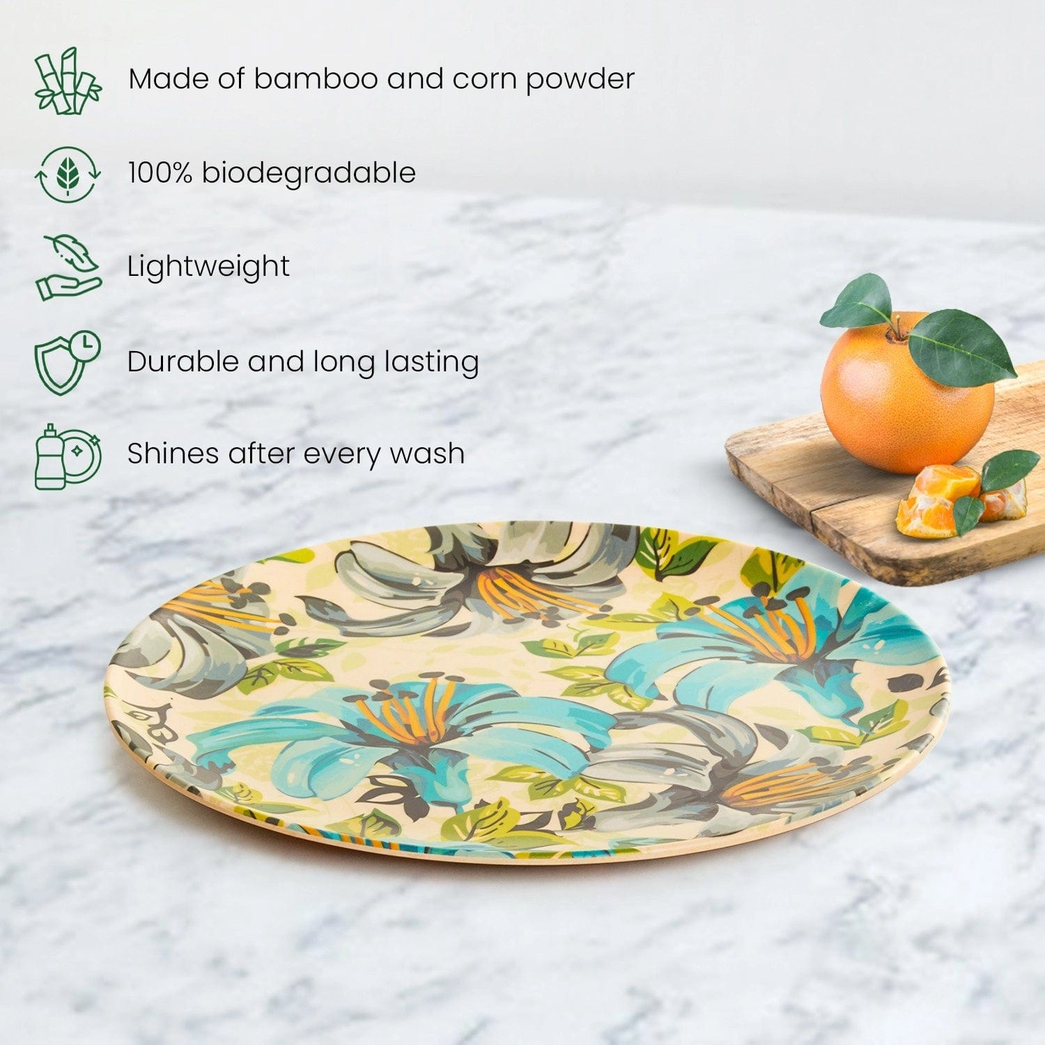 Red Butler Snacks set Bamboo Fibre Snacks Set | 8pcs Set | Leaf & Flower Design SBF08A5 Redbutler