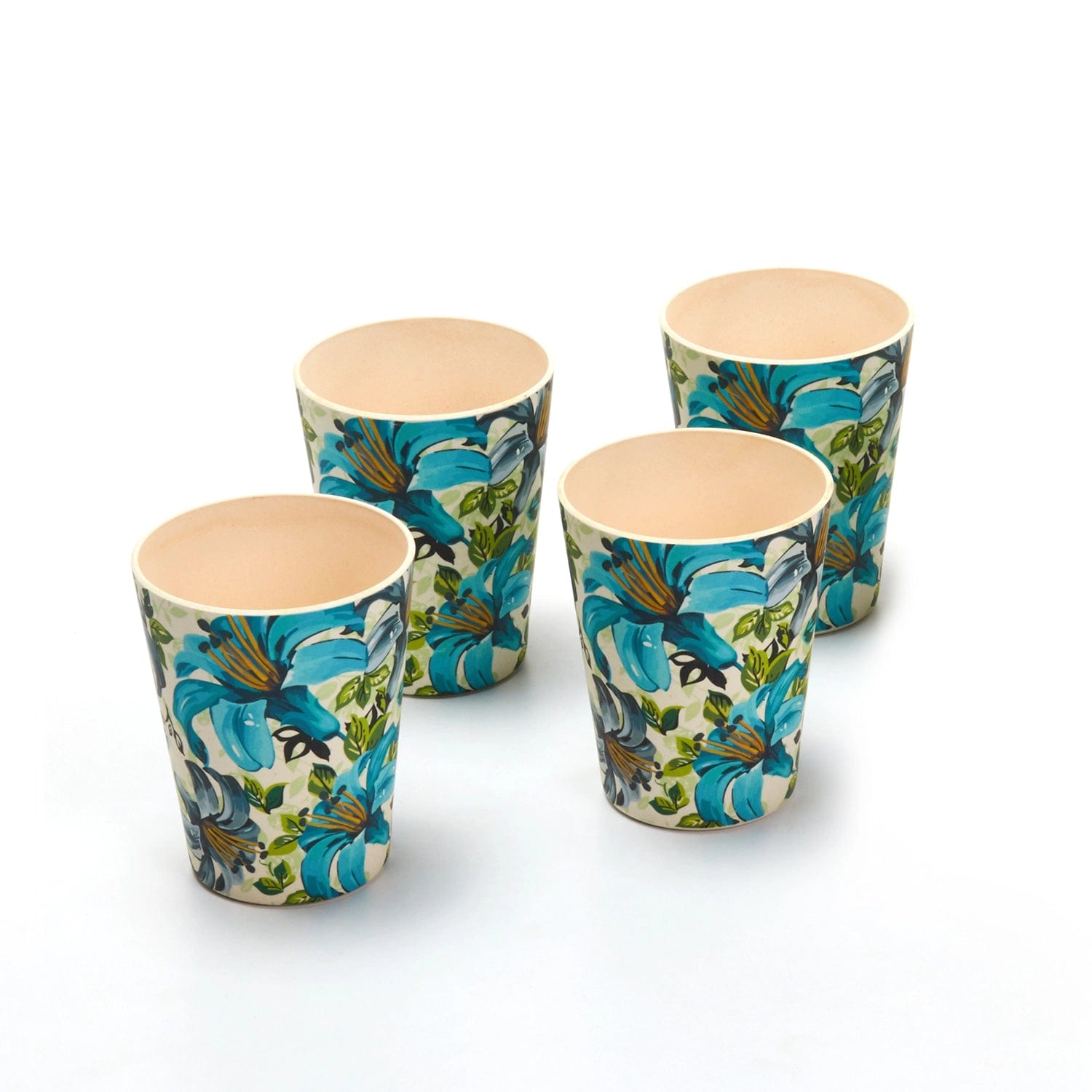 Red Butler Tumblers Bamboo Fibre Tumblers 380ml | 4pcs Set | Leaf & Flower Design BFG38A5 Daily-Use Eco-Friendly Bamboo Fiber Tumbler: Stylish & Sustainable Redbutler