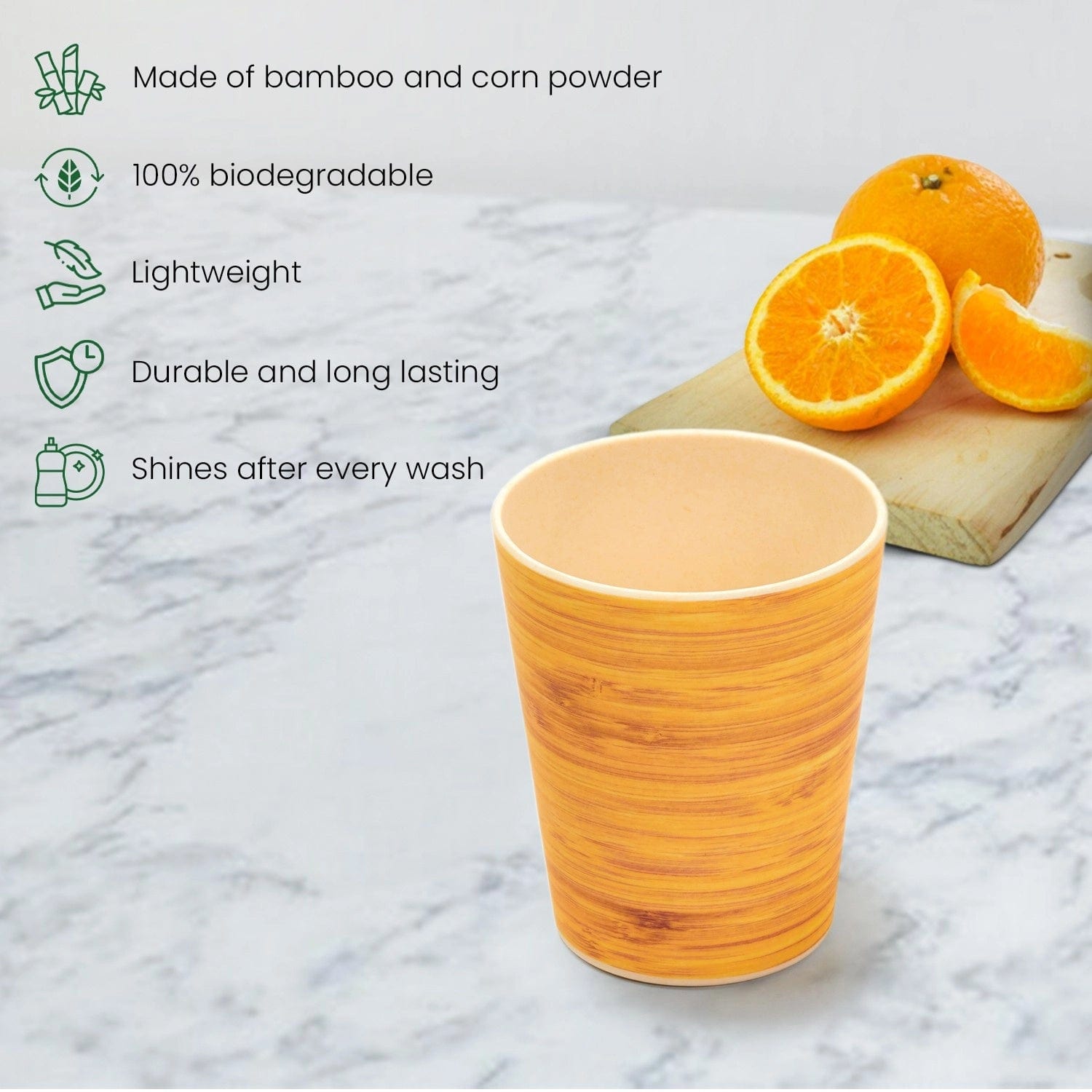 Red Butler Tumblers Bamboo Fibre Tumblers 380ml | 4pcs Set | Wooden Design BFG38A4 Daily-Use Eco-Friendly Bamboo Fiber Tumbler: Stylish & Sustainable Redbutler