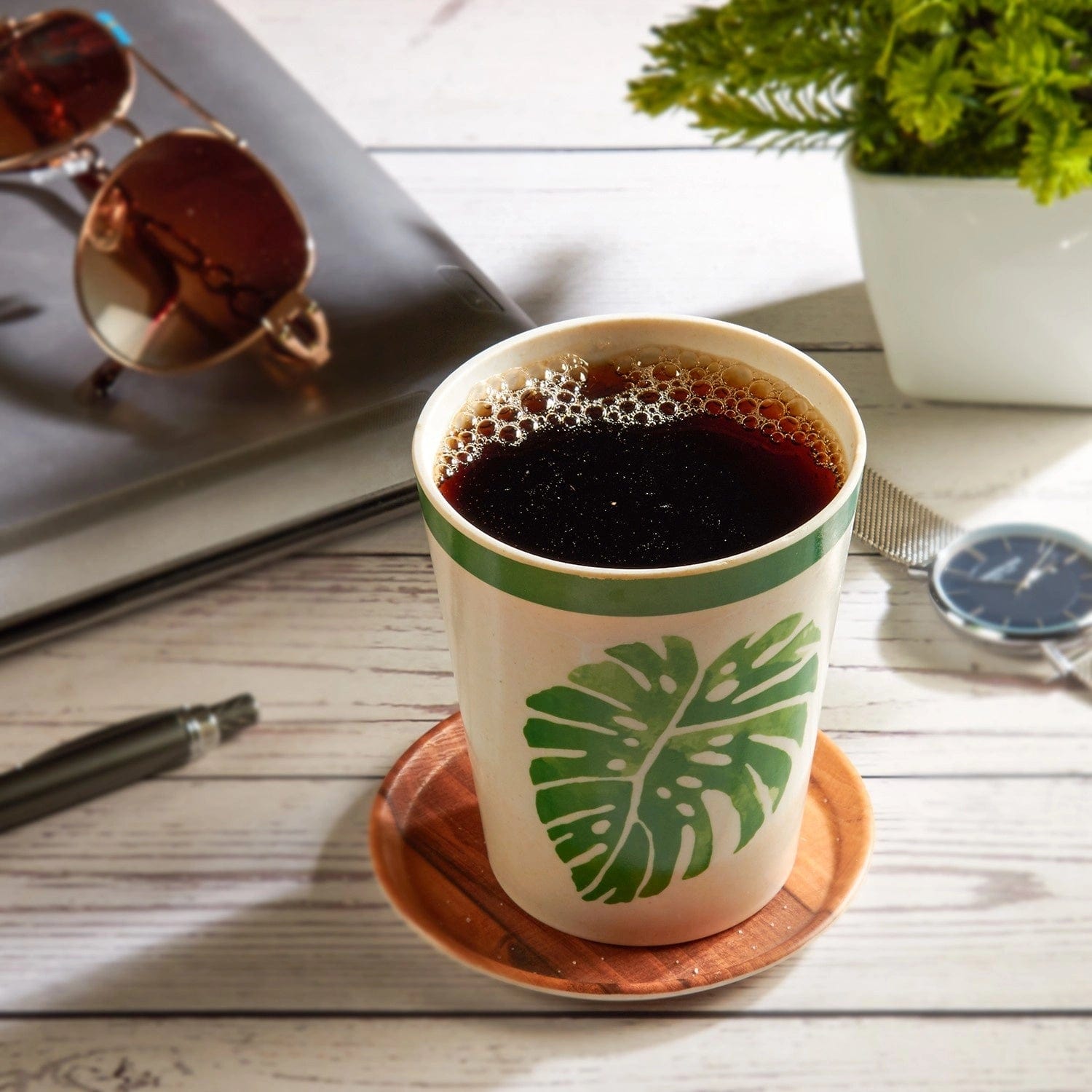 Red Butler Tumblers Bamboo Fibre Tumblers 380ml | 6pcs Set | Leaf Design BG38A3 Daily-Use Eco-Friendly Bamboo Fiber Tumbler: Stylish & Sustainable Redbutler