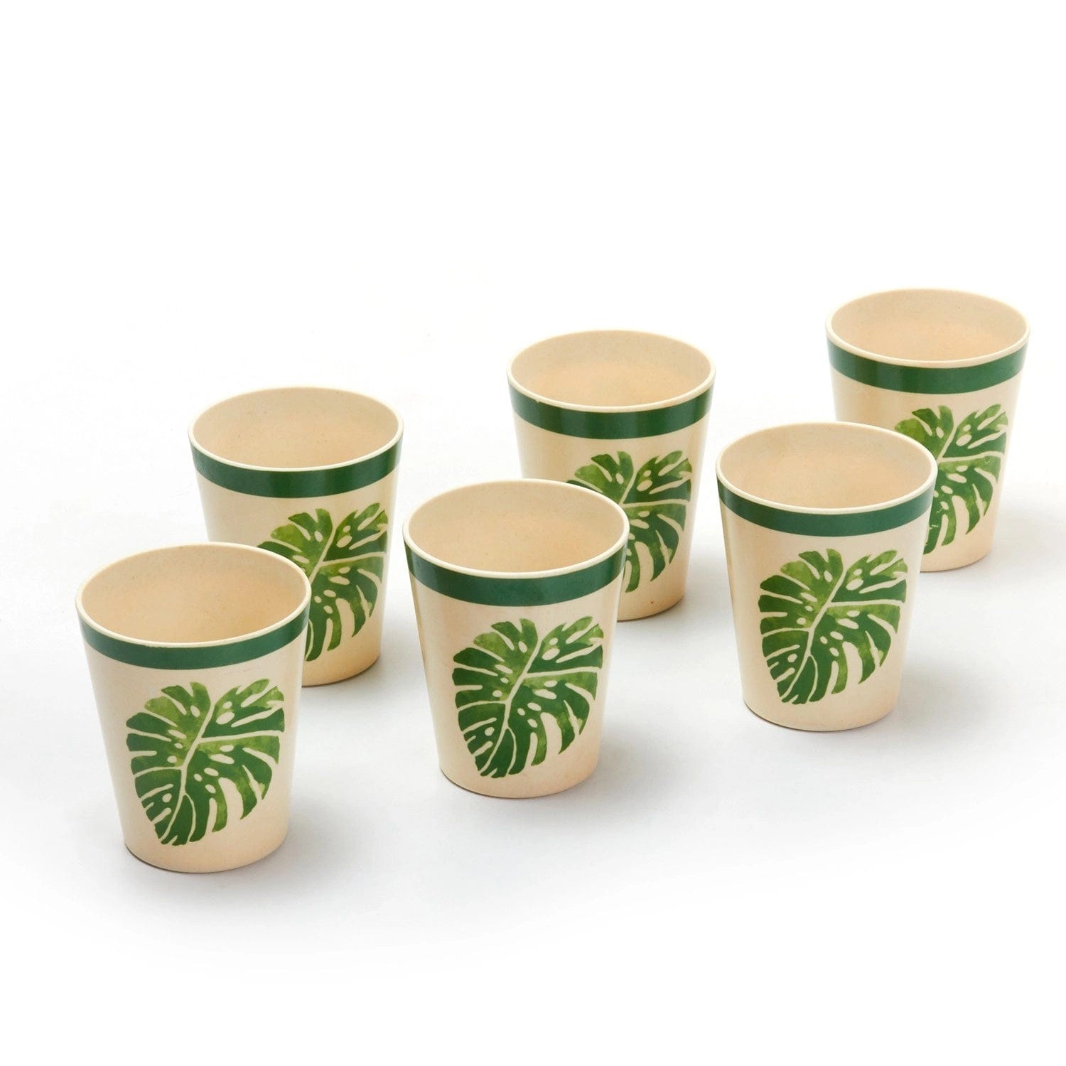 Red Butler Tumblers Bamboo Fibre Tumblers 380ml | 6pcs Set | Leaf Design BG38A3 Daily-Use Eco-Friendly Bamboo Fiber Tumbler: Stylish & Sustainable Redbutler