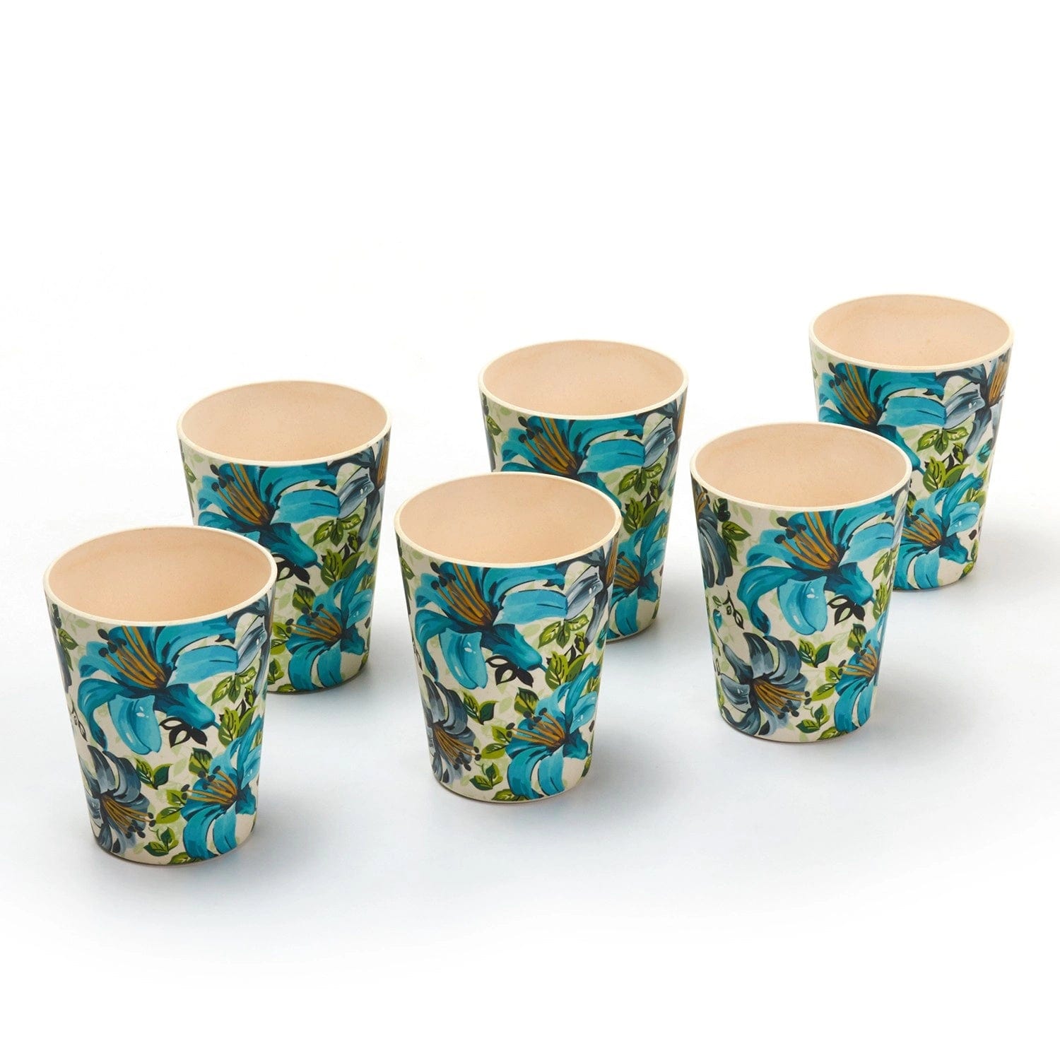 Red Butler Tumblers Bamboo Fibre Tumblers 380ml | 6pcs Set | Leaf & Flowers Design BG38A5 Redbutler