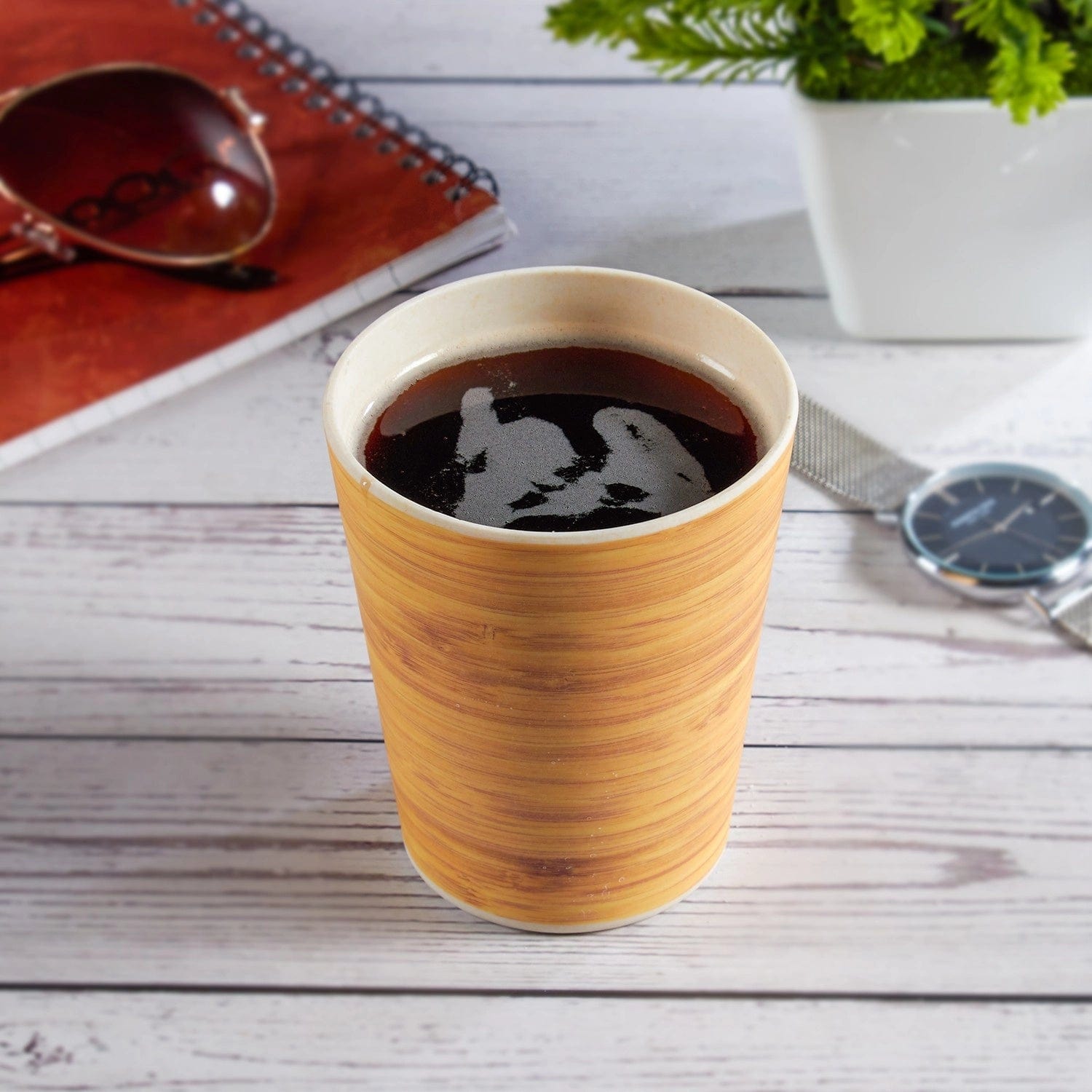 Red Butler Tumblers Bamboo Fibre Tumblers 380ml | 6pcs Set | Wooden Design BG38A4 Daily-Use Eco-Friendly Bamboo Fiber Tumbler: Stylish & Sustainable Redbutler