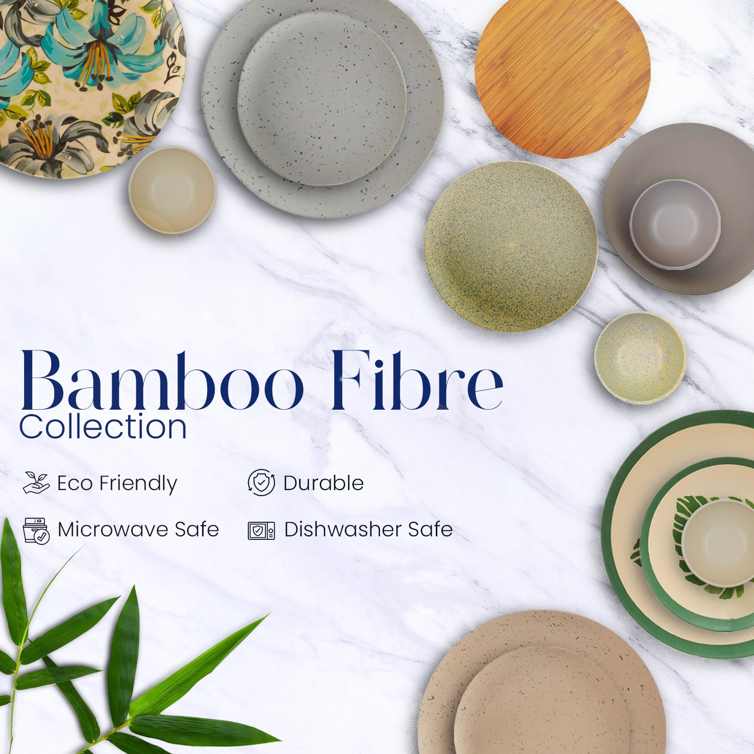 Eco-friendly dining set featuring bamboo fiber tableware
